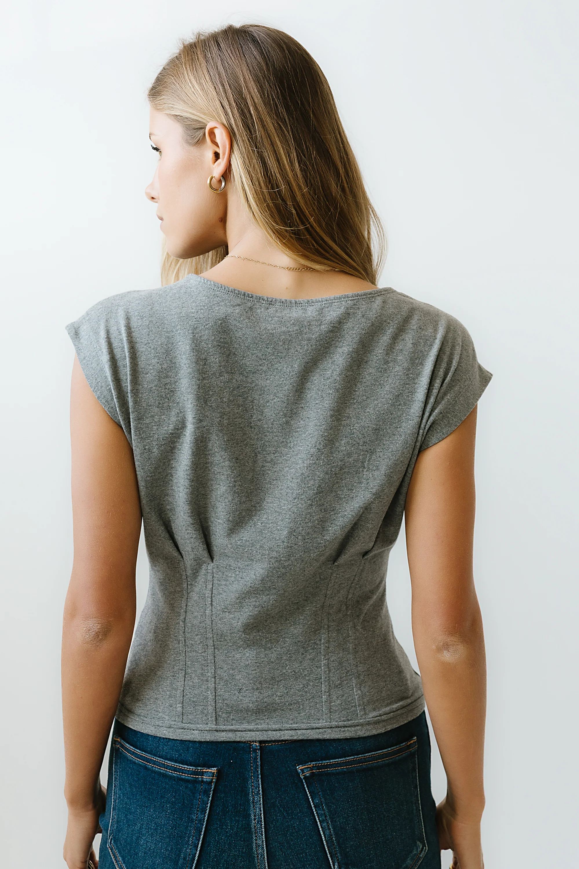 Tam Pleated Top in Grey - Image 3