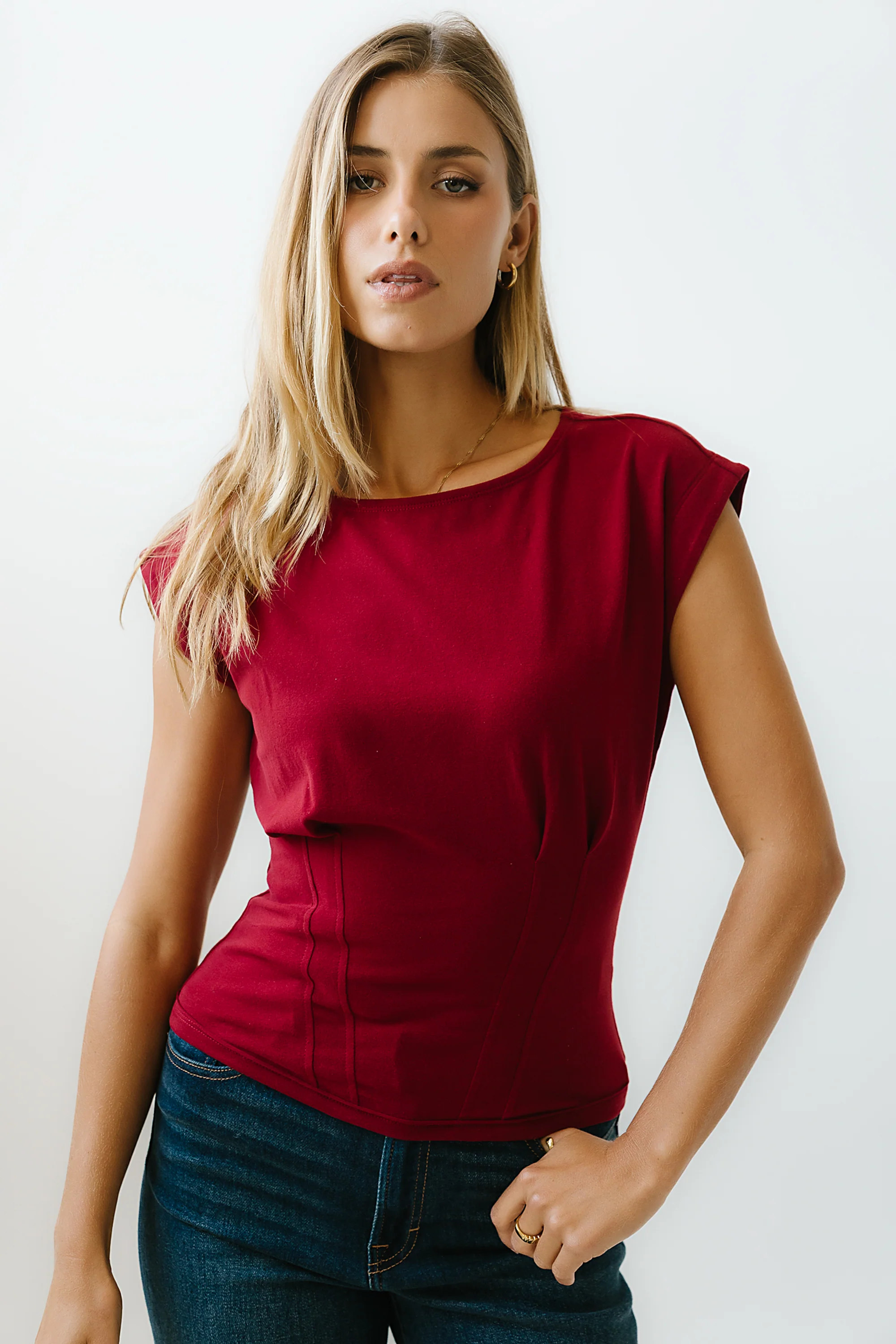 Tam Pleated Top in Red - Image 2