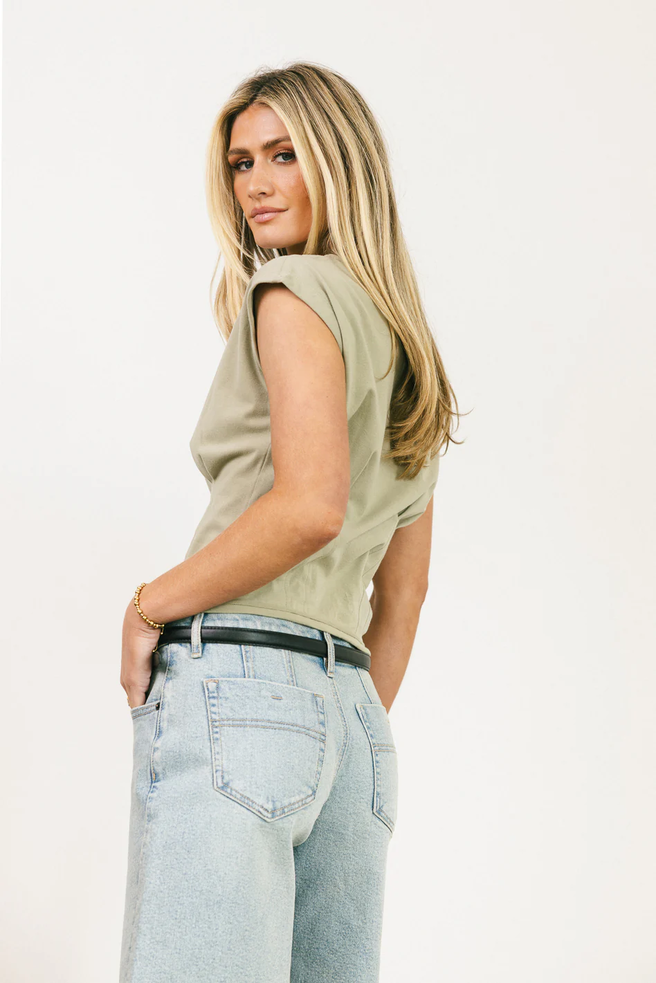 Tam Pleated Top in Sage - FINAL SALE - Image 4
