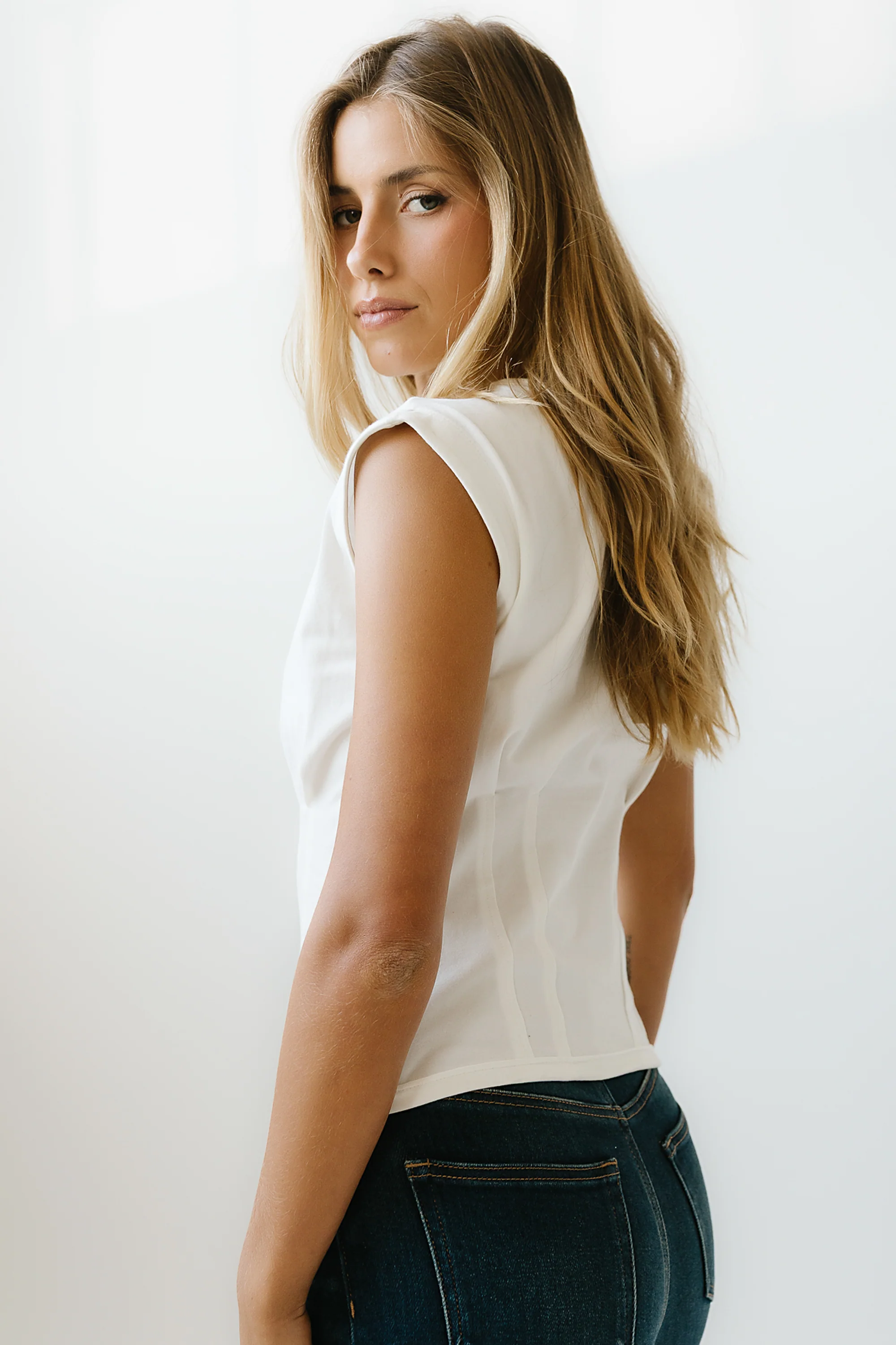 Tam Pleated Top in White - Image 2