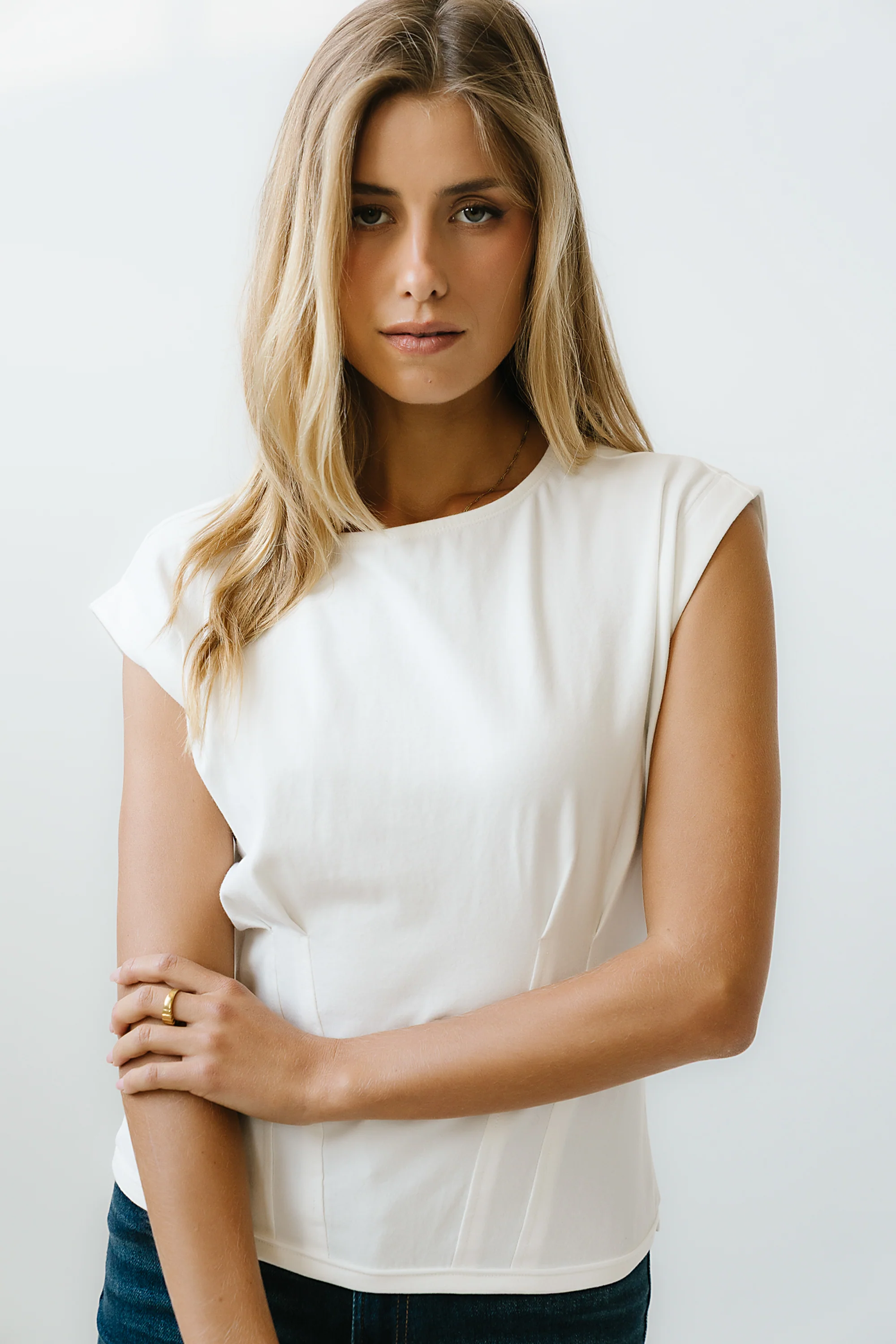 Tam Pleated Top in White - Image 3