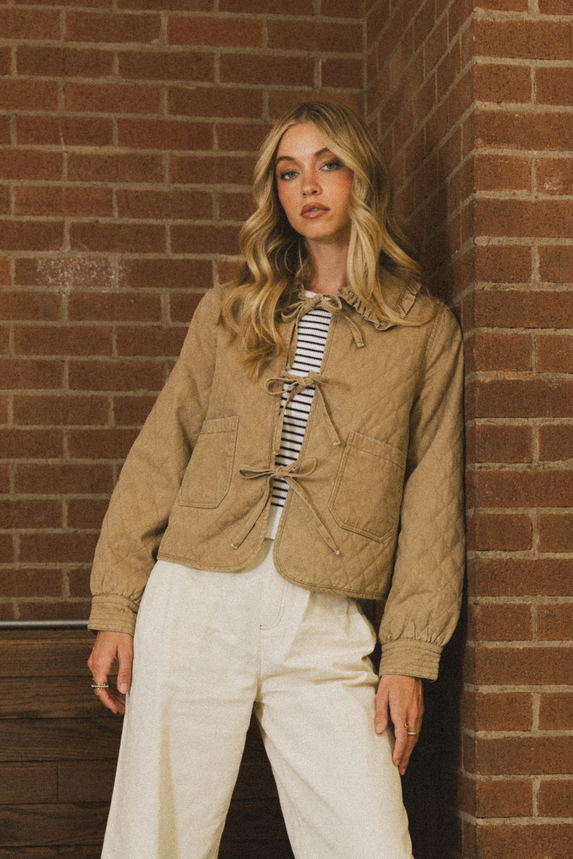 Tammy Collared Jacket in Khaki - FINAL SALE - Image 2