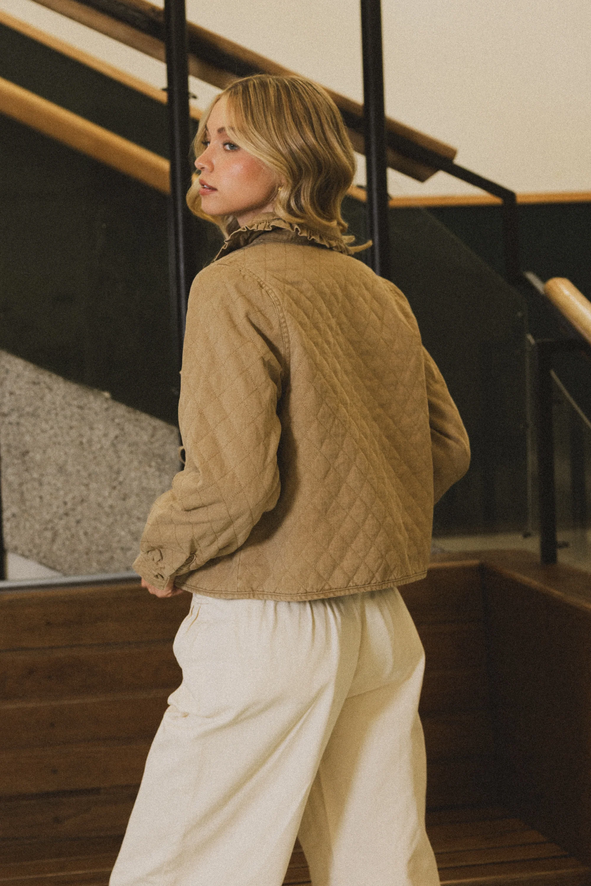 Tammy Collared Jacket in Khaki - FINAL SALE - Image 3