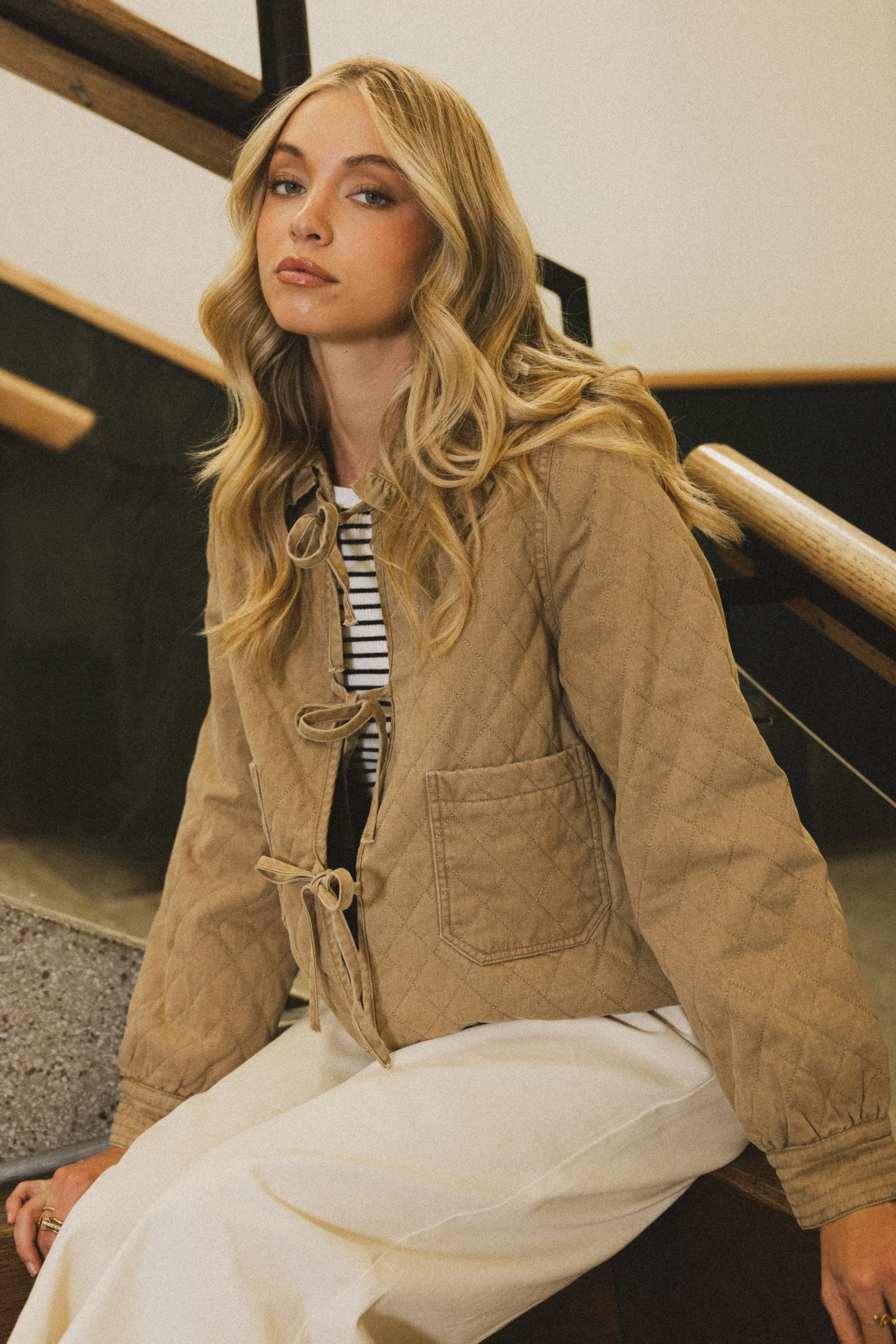 Tammy Collared Jacket in Khaki - FINAL SALE - Image 6