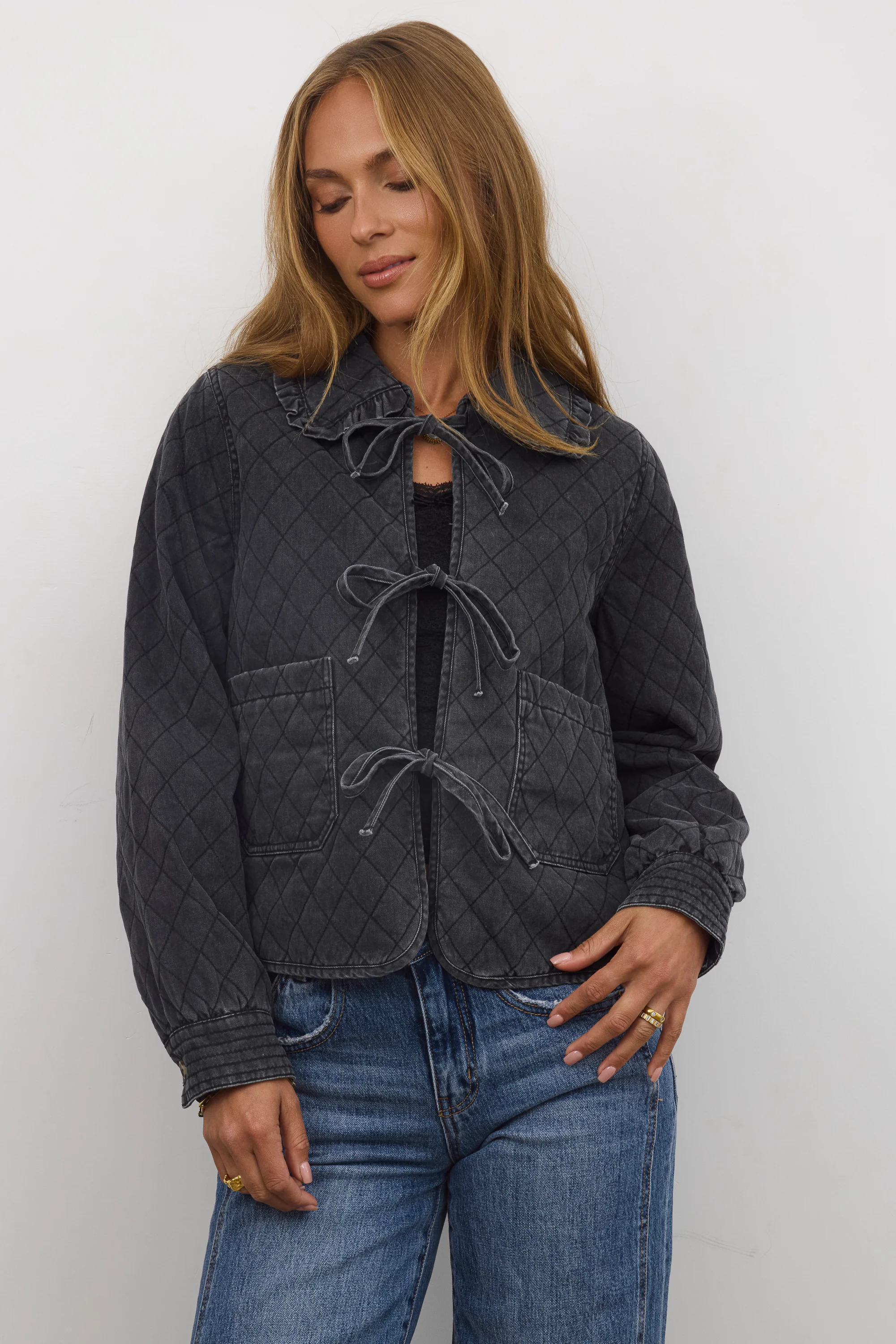 Tammy Collared Jacket in Faded Black - FINAL SALE - Image 6