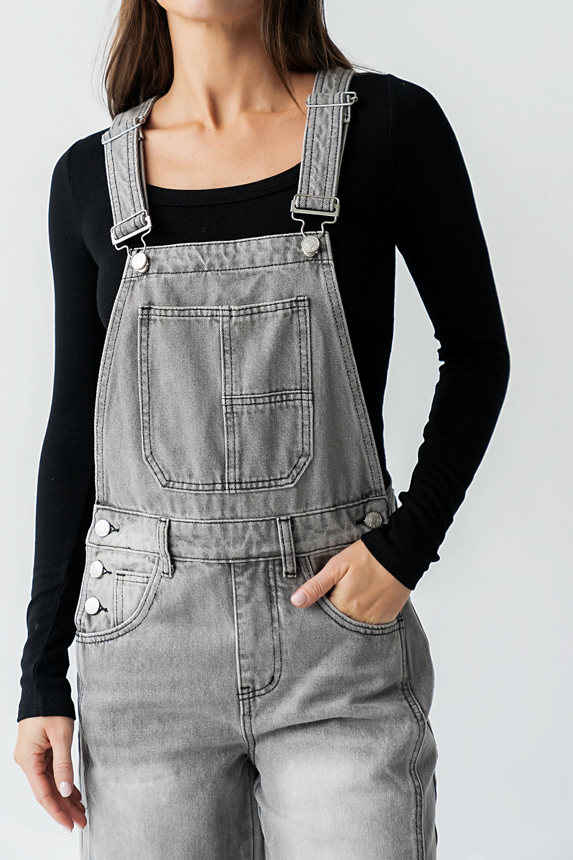 Tansy Denim Overalls in Grey - Image 4