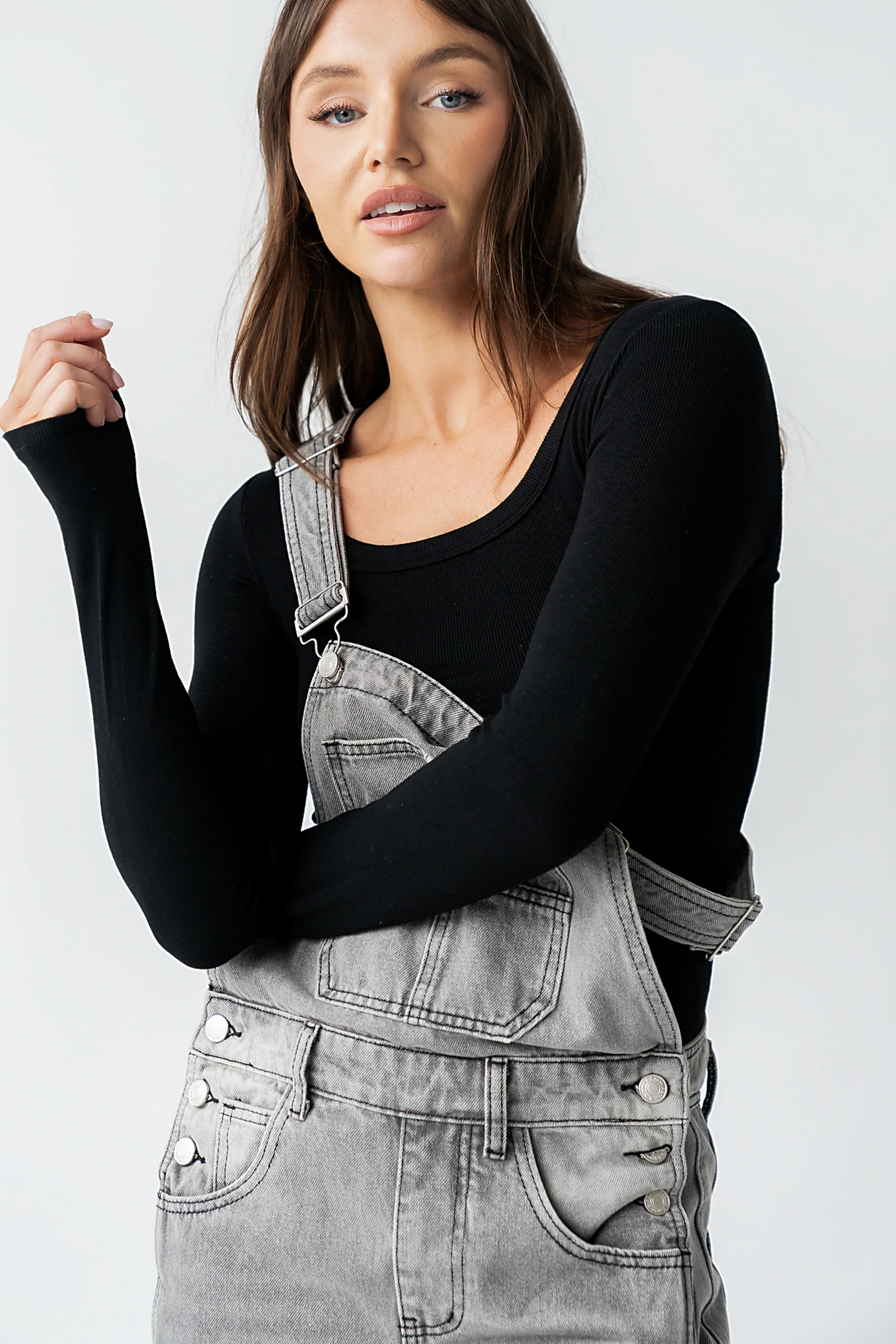 Tansy Denim Overalls in Grey - Image 6