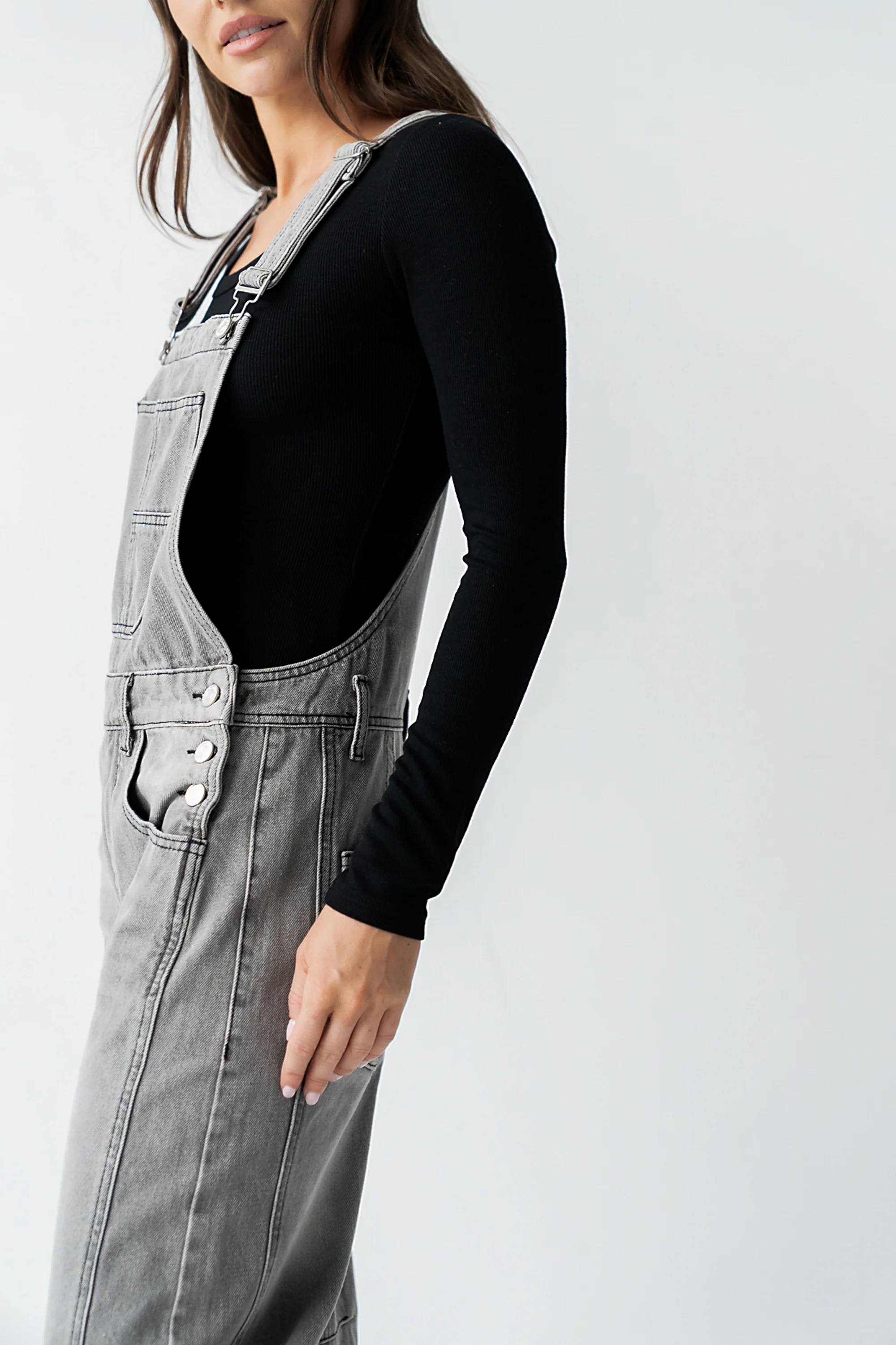 Tansy Denim Overalls in Grey - Image 8