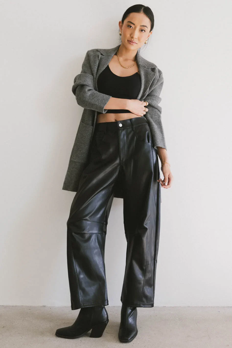 Taron Vegan Leather Barrel Jeans - FINAL SALE - Image 2