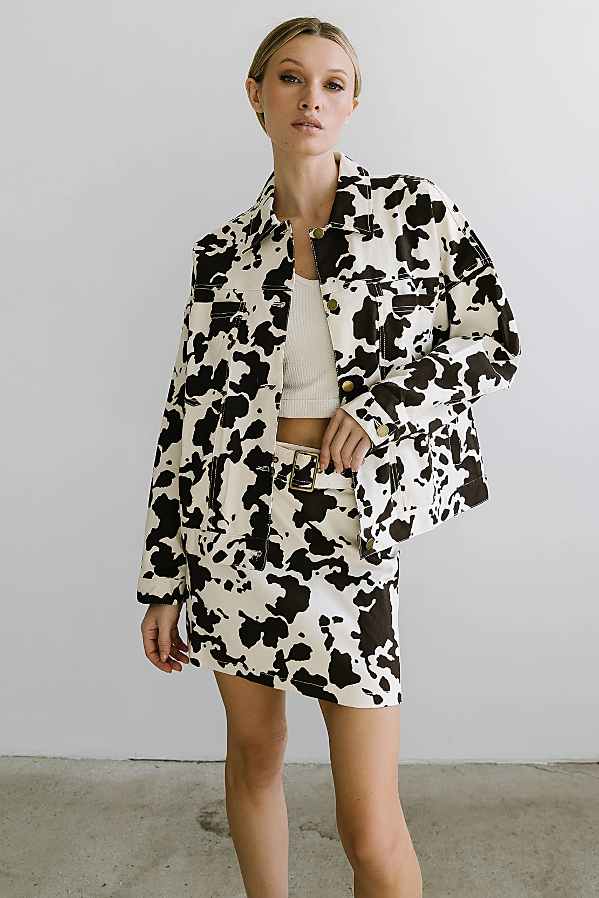 Tasha Cow Print Mini Skirt - Image 2