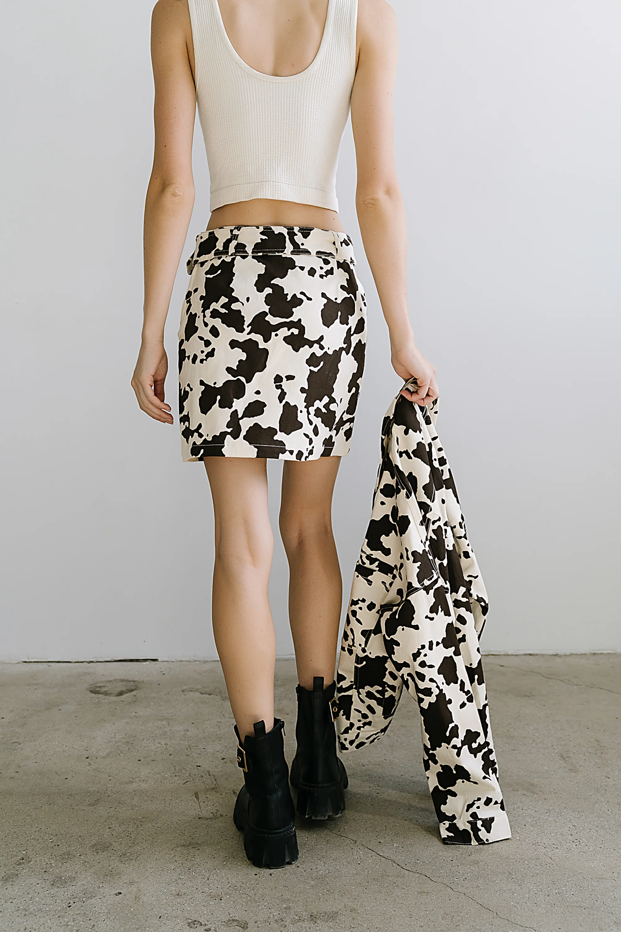 Tasha Cow Print Mini Skirt - Image 5