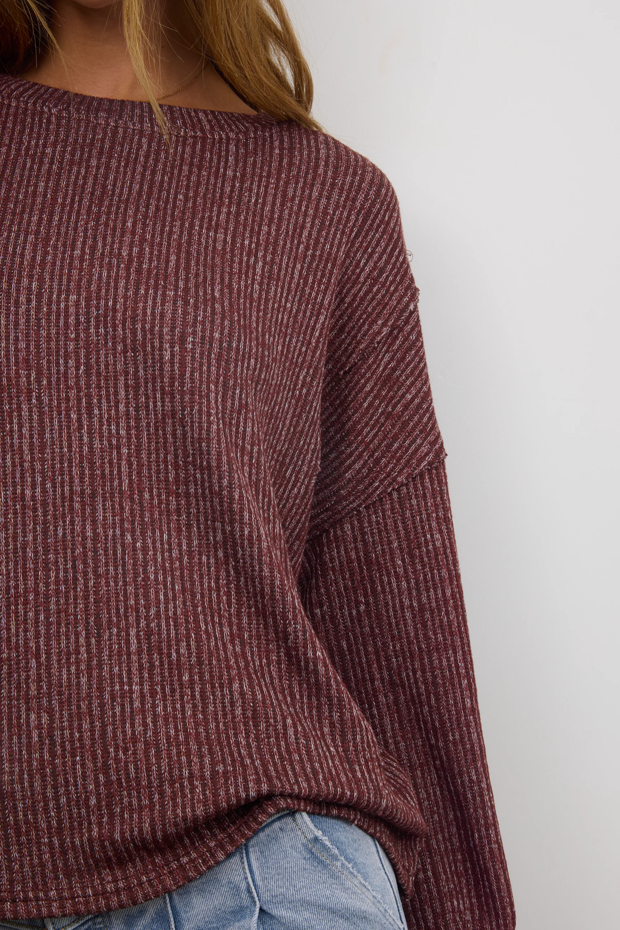 Tate Knit Sweater in Burgundy - Image 8