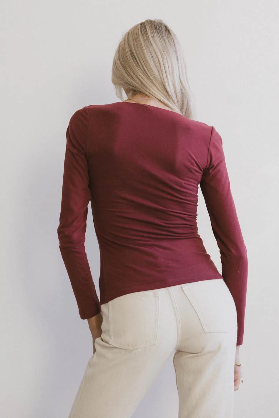 Tatiana Scoop Neck Top in Burgundy - FINAL SALE - Image 4