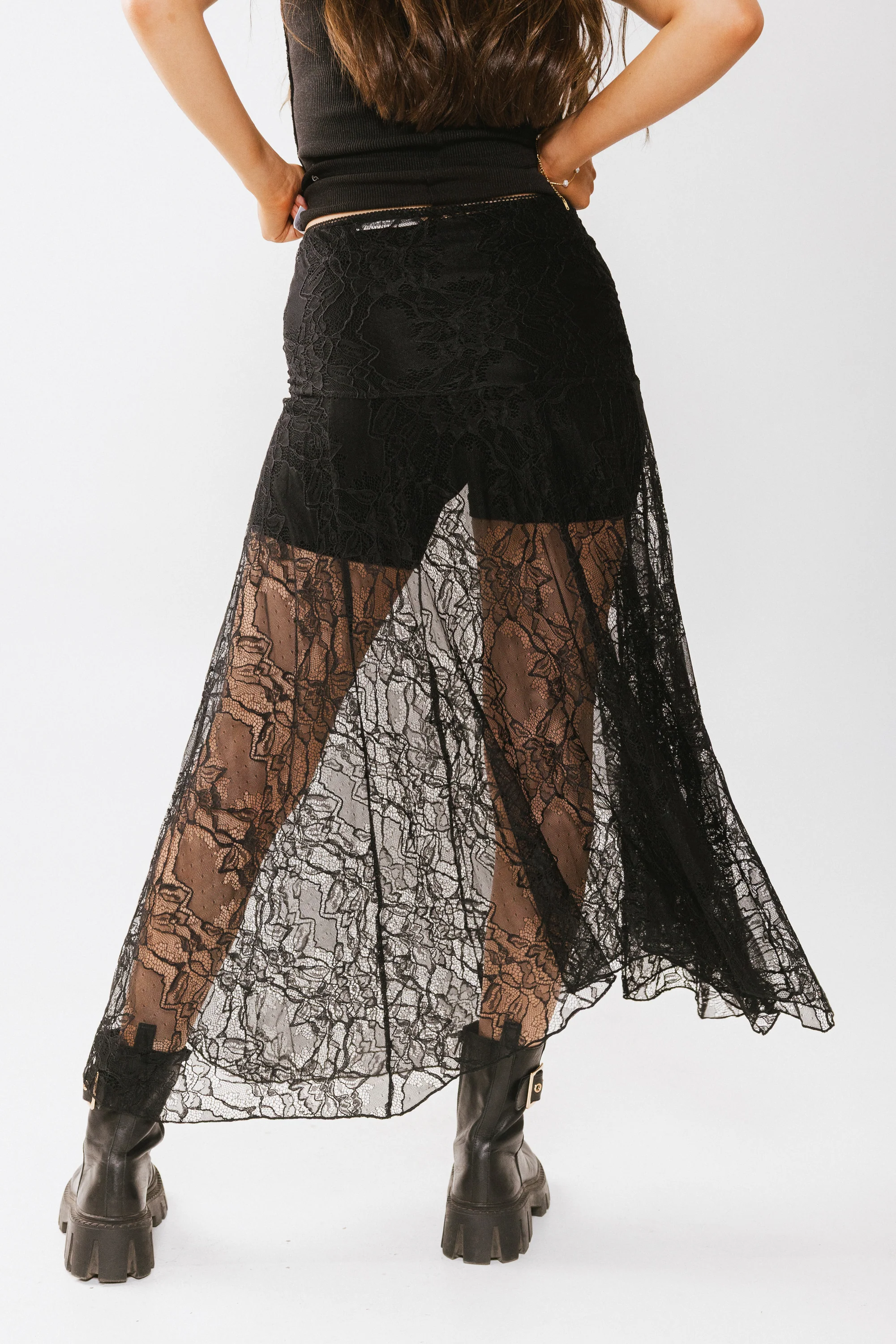Tatum Lace Maxi Skirt in Black - FINAL SALE - Image 10