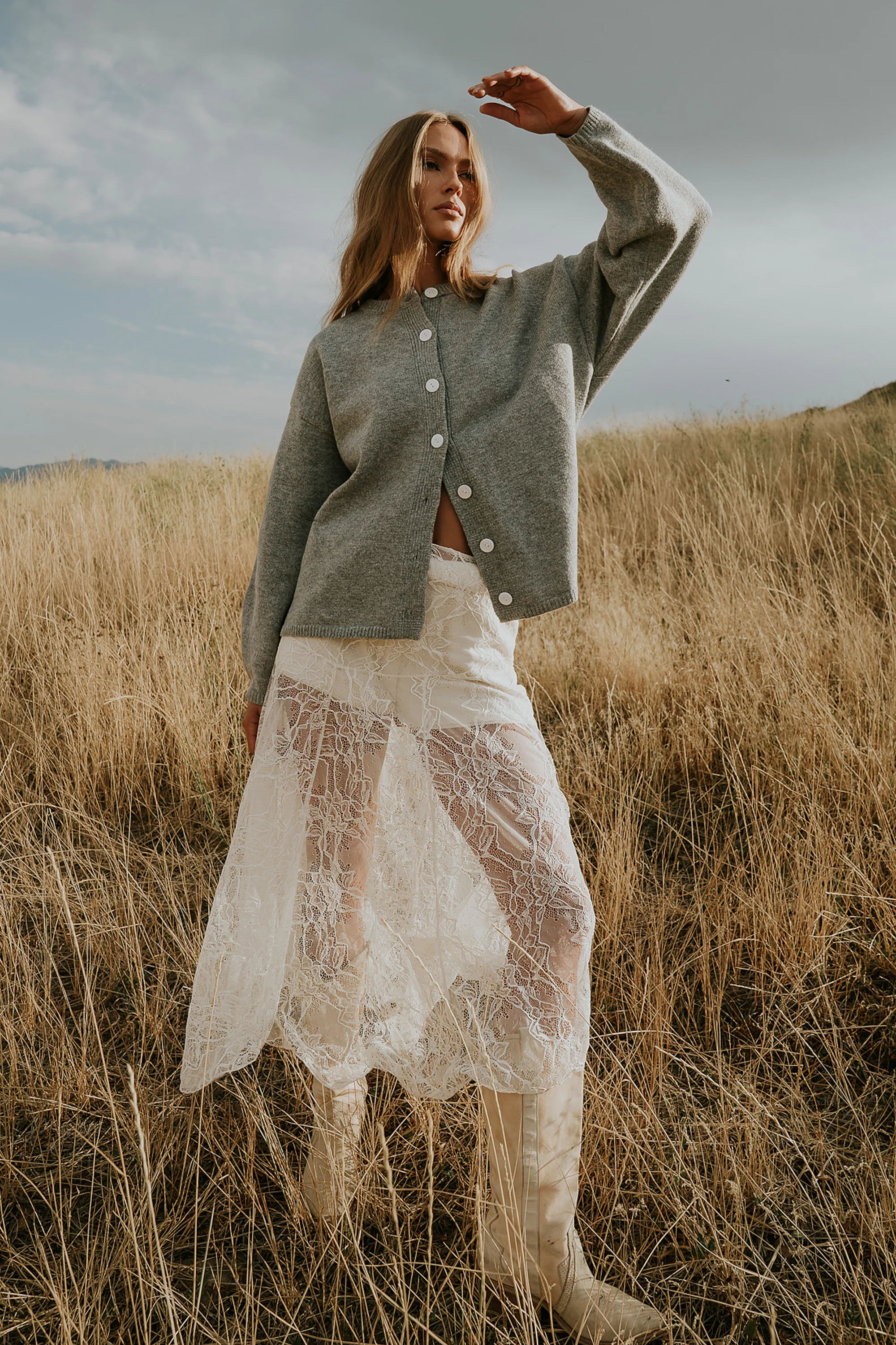 Tatum Lace Maxi Skirt in Cream - FINAL SALE - Image 2