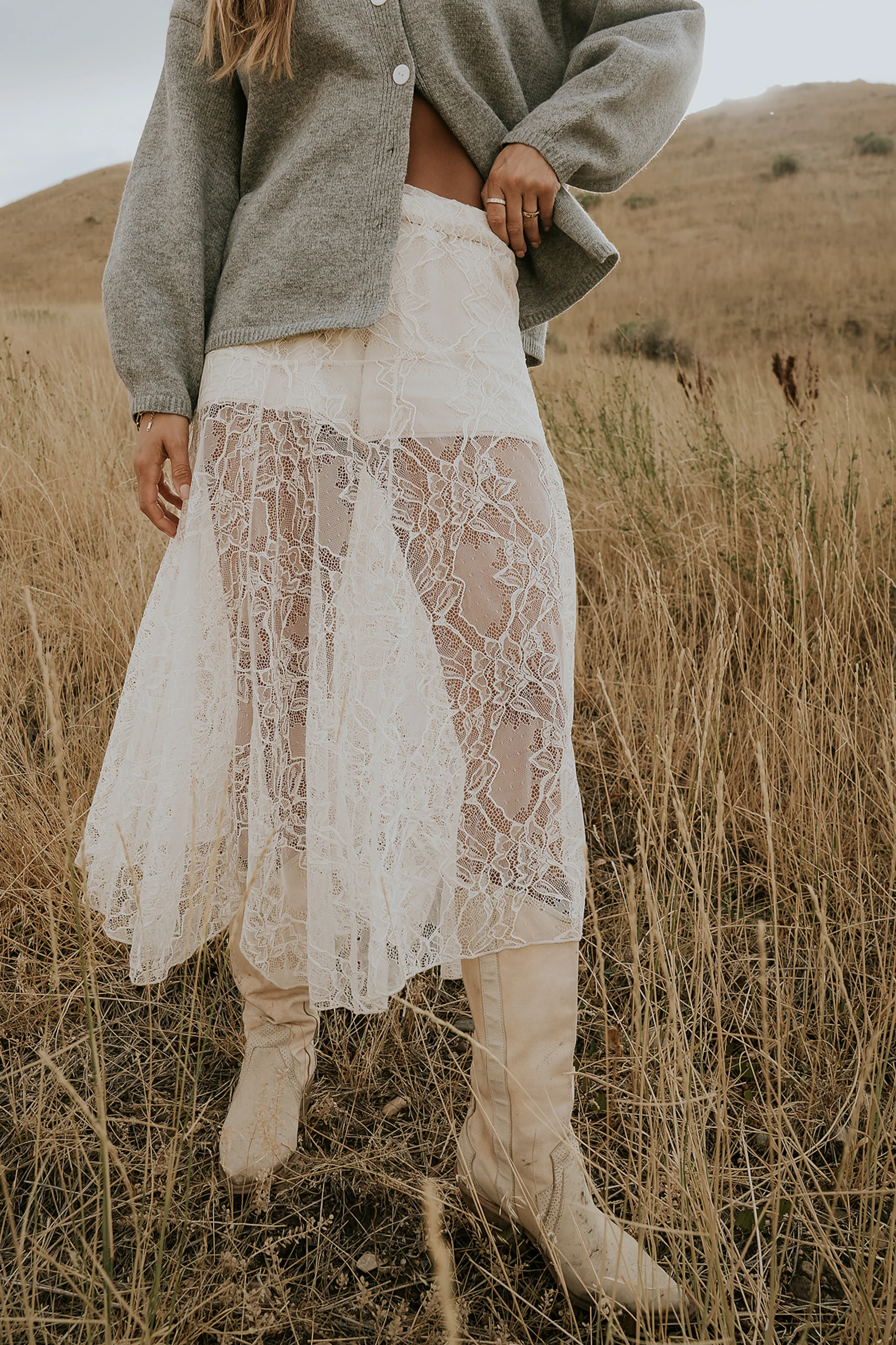 Tatum Lace Maxi Skirt in Cream - FINAL SALE - Image 3