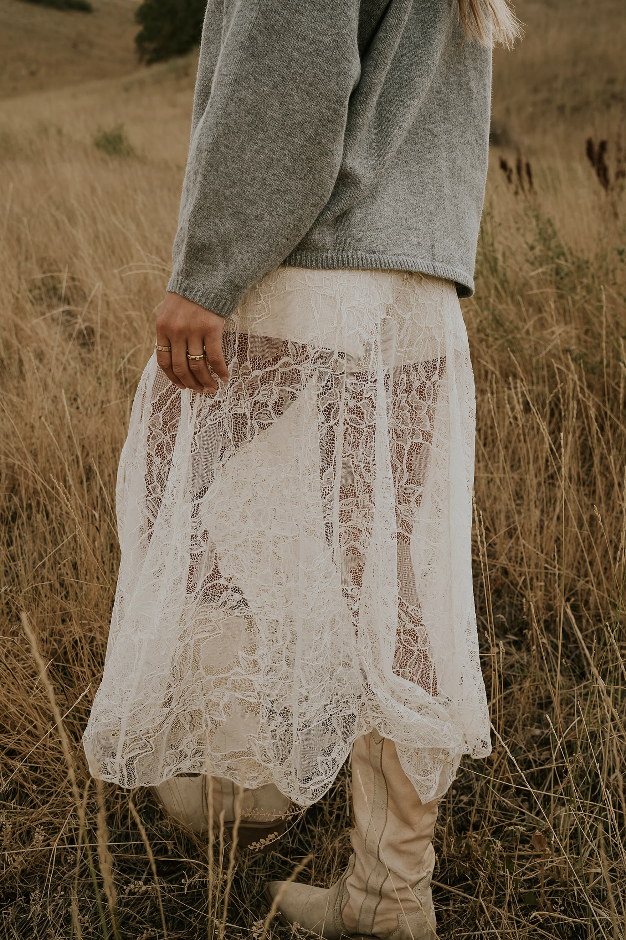 Tatum Lace Maxi Skirt in Cream - FINAL SALE - Image 8