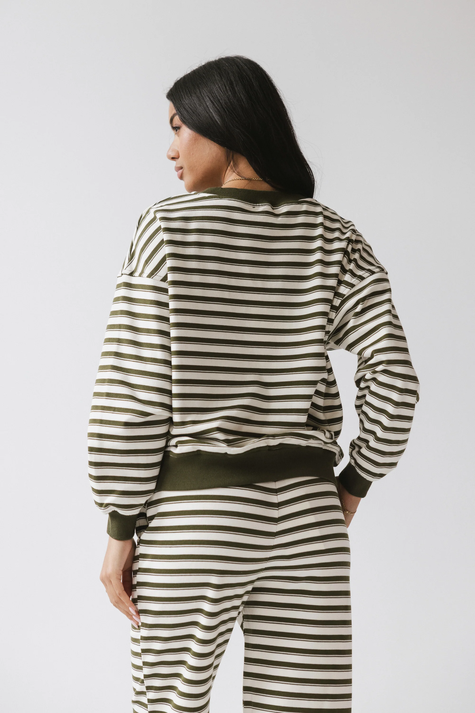 Taya Striped Sweater in Olive - FINAL SALE - Image 4