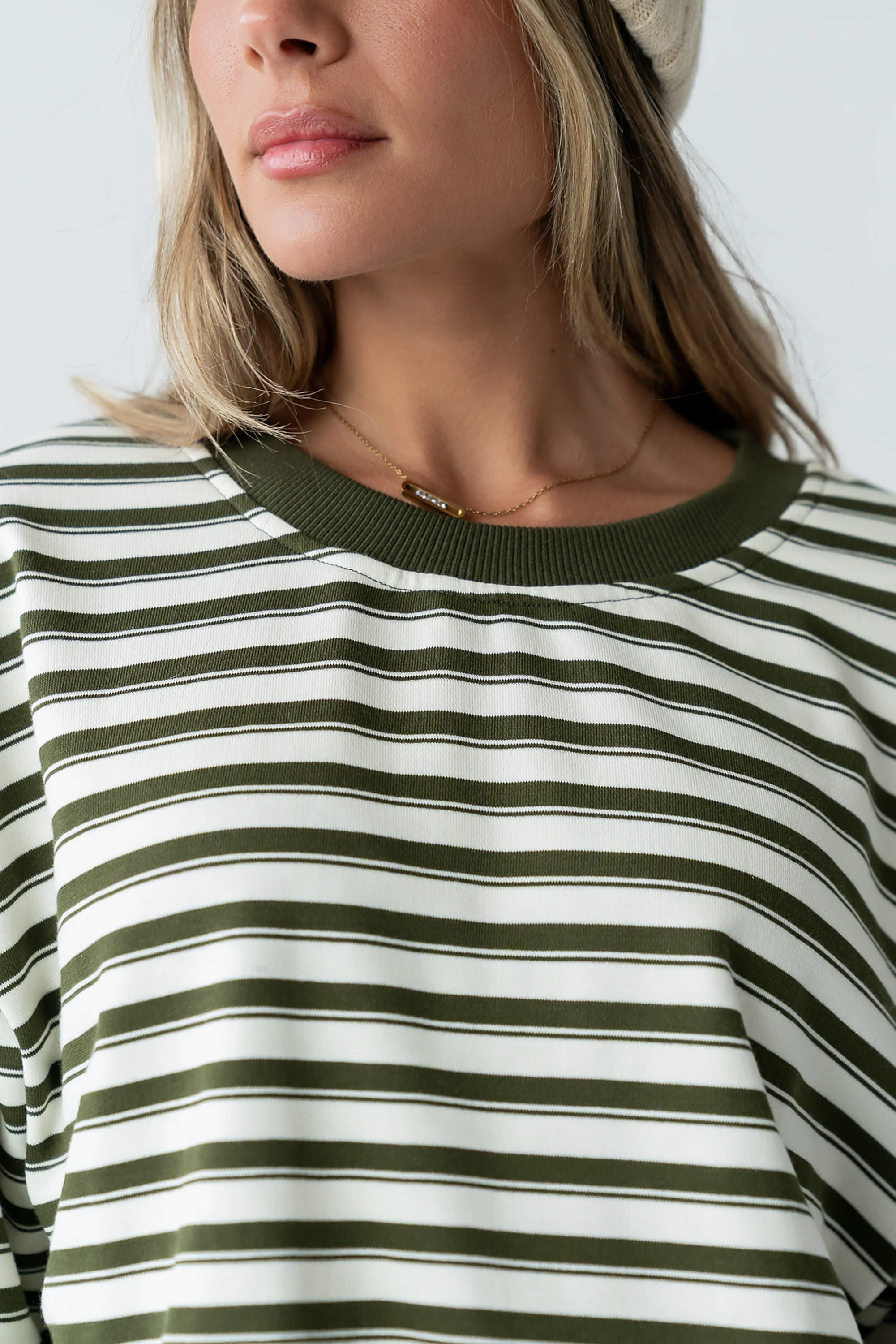 Taya Striped Sweater in Olive - FINAL SALE - Image 6