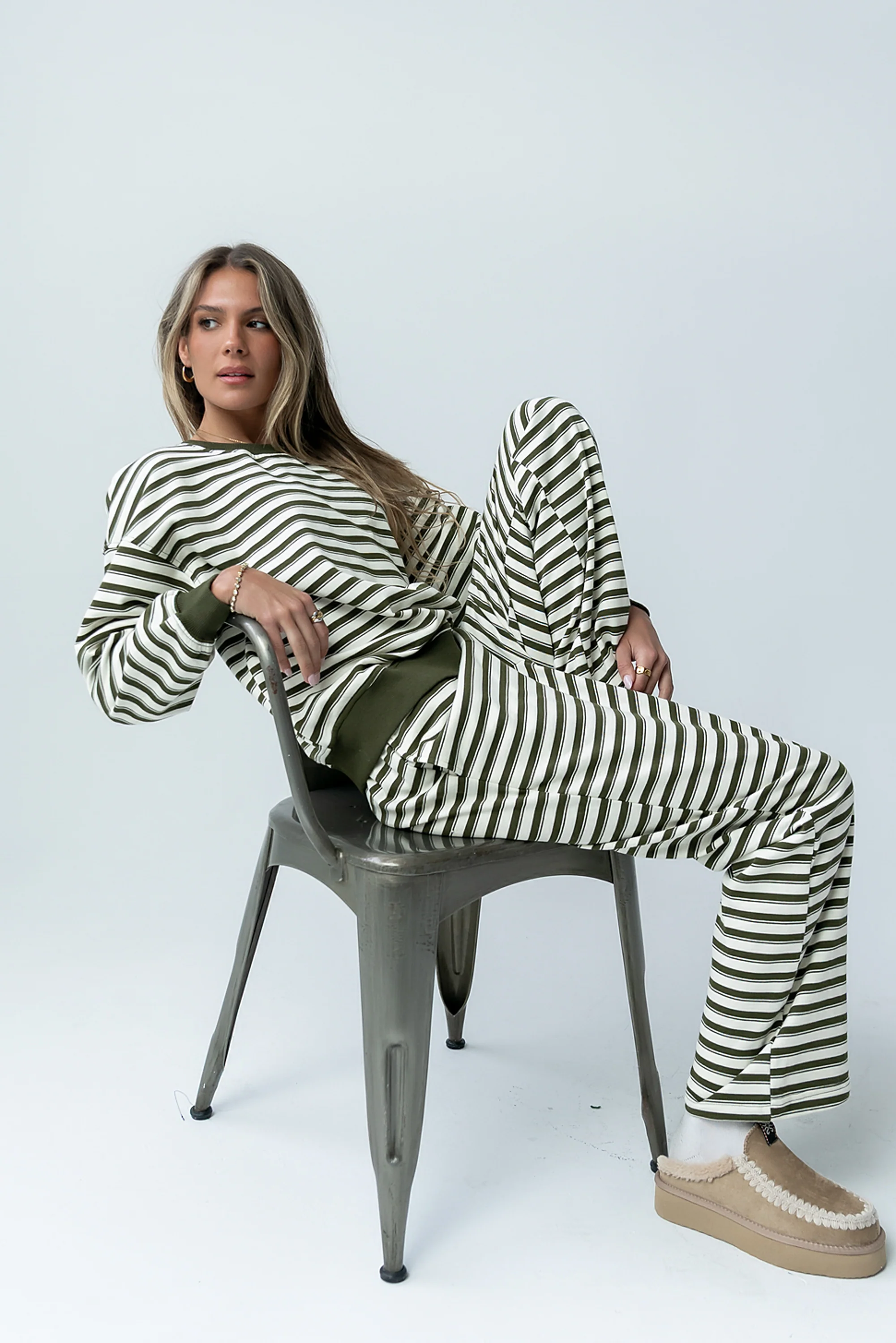 Taya Striped Sweater in Olive - FINAL SALE - Image 7