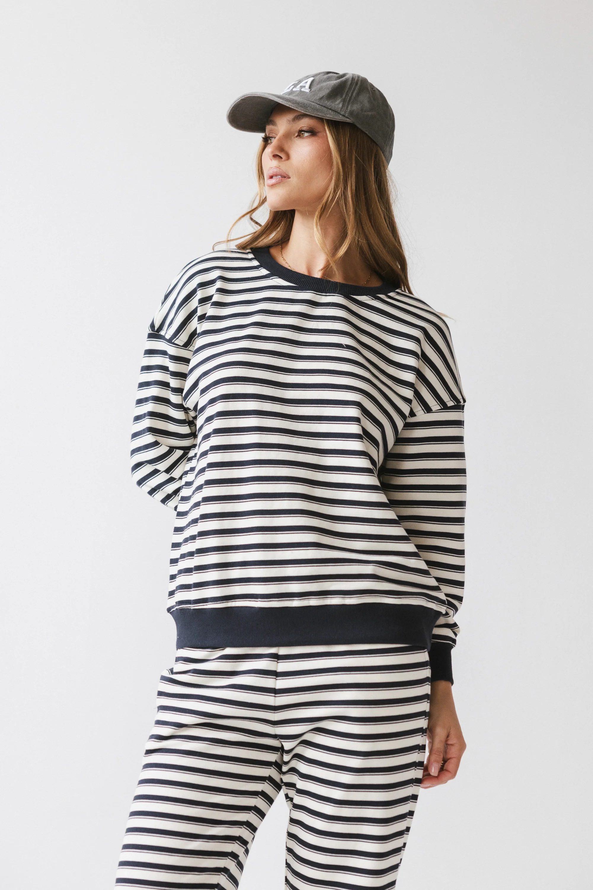 Taya Striped Sweater in Navy - FINAL SALE - Image 6