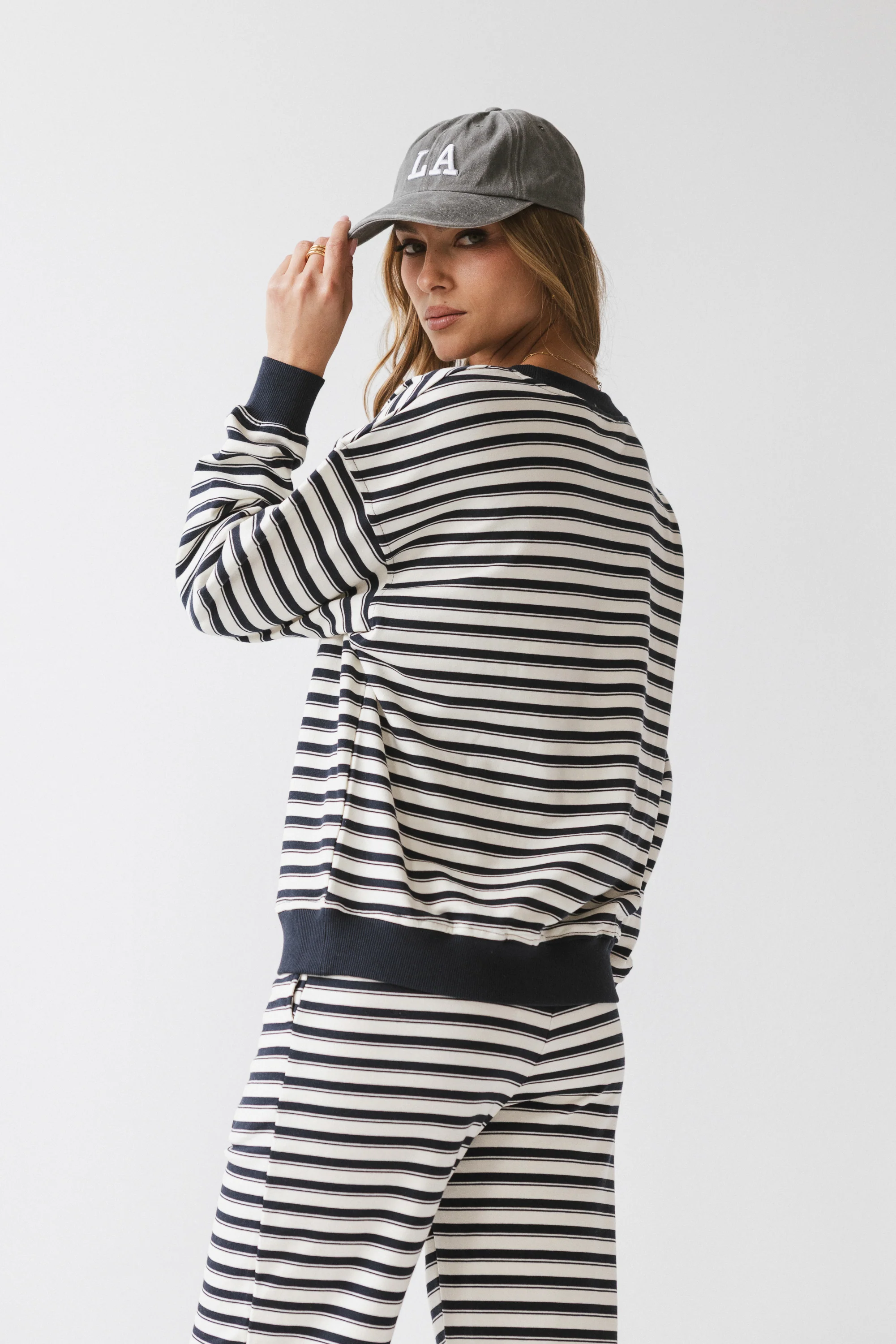 Taya Striped Sweater in Navy - FINAL SALE - Image 7