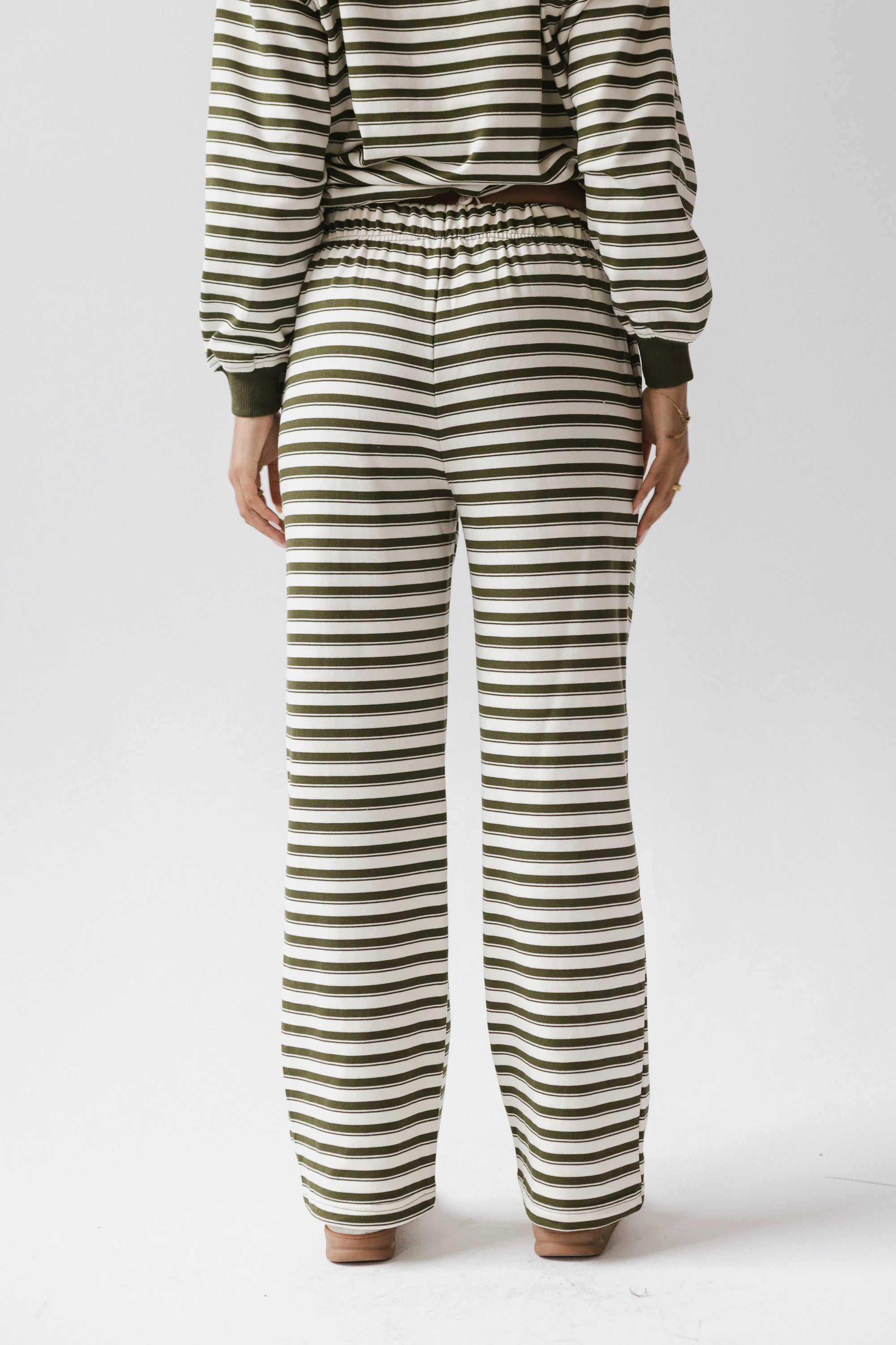 Taya Striped Wide Leg Pants in Olive - FINAL SALE - Image 5
