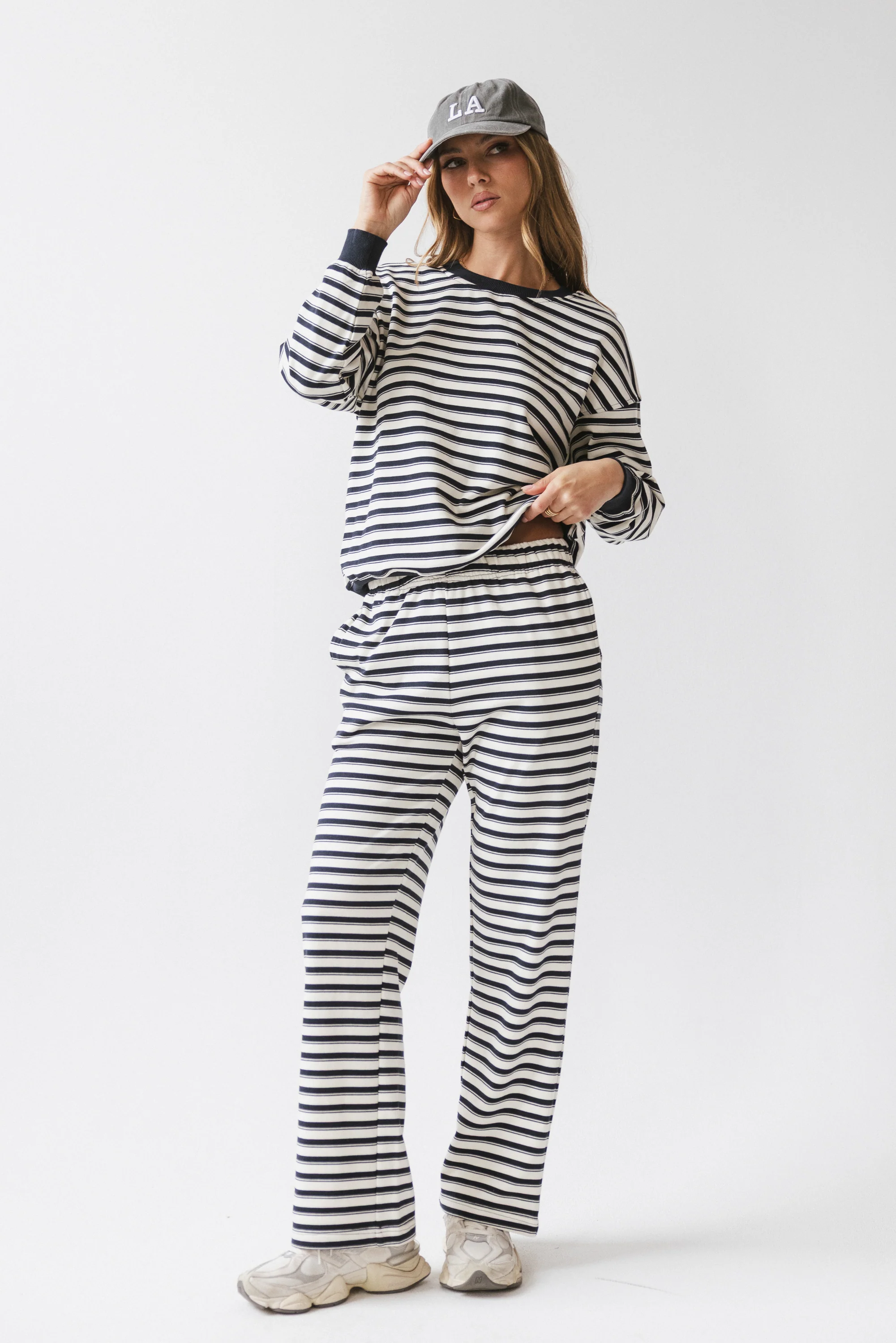 Taya Striped Wide Leg Pants in Navy - FINAL SALE - Image 2