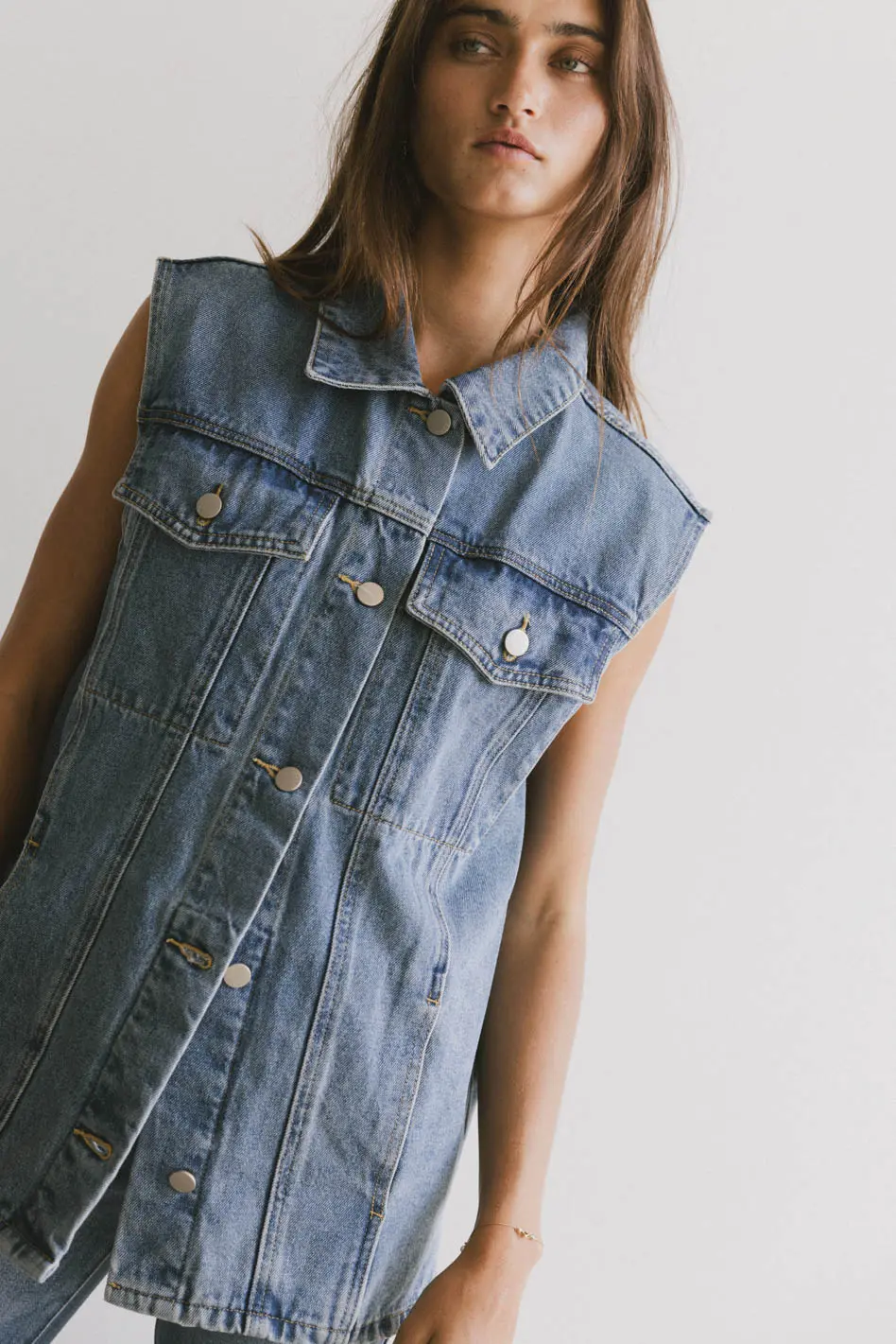 Taylor Denim Vest in Medium Wash - FINAL SALE - Image 7