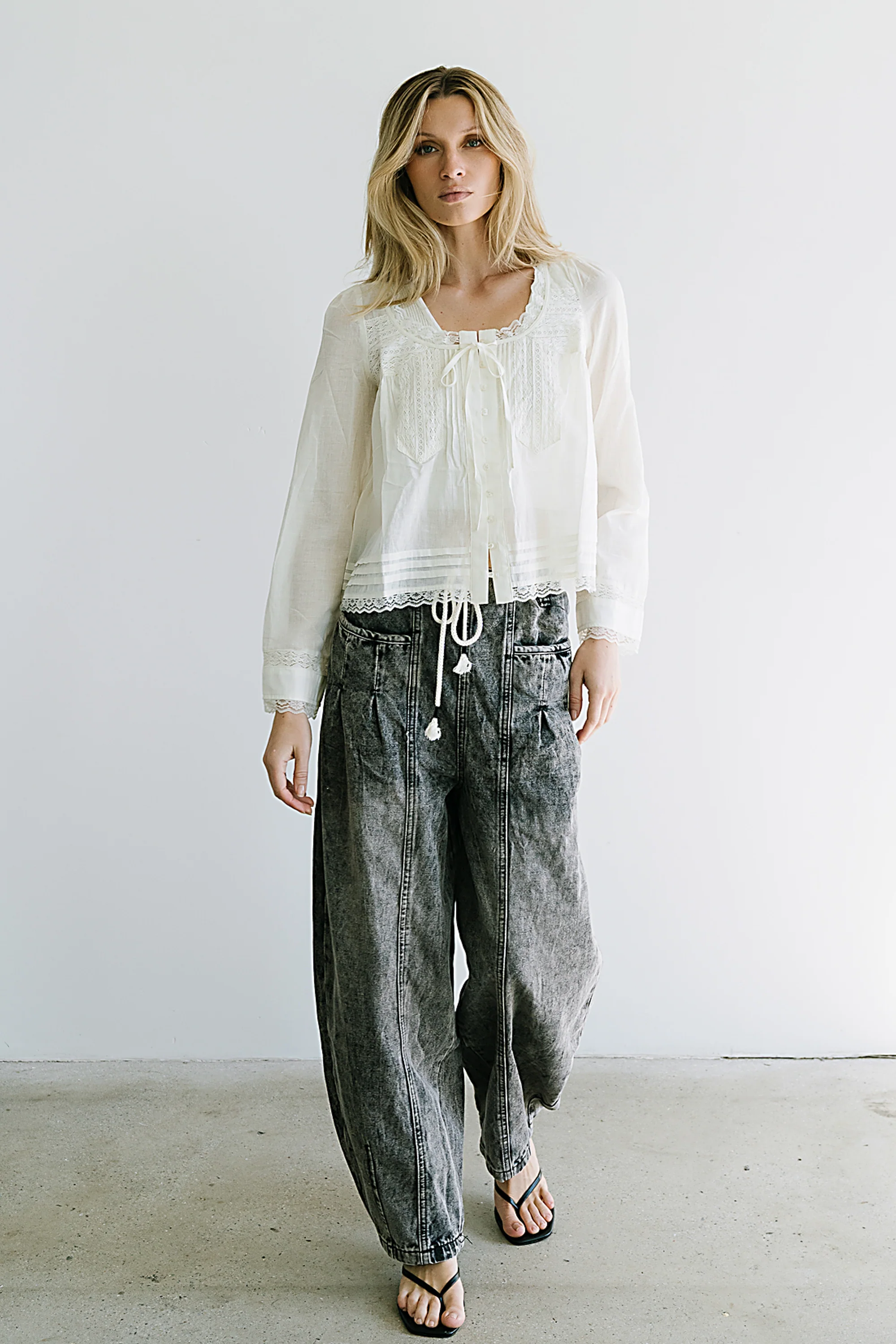 Taylor Sheer Blouse in Ivory - FINAL SALE - Image 2