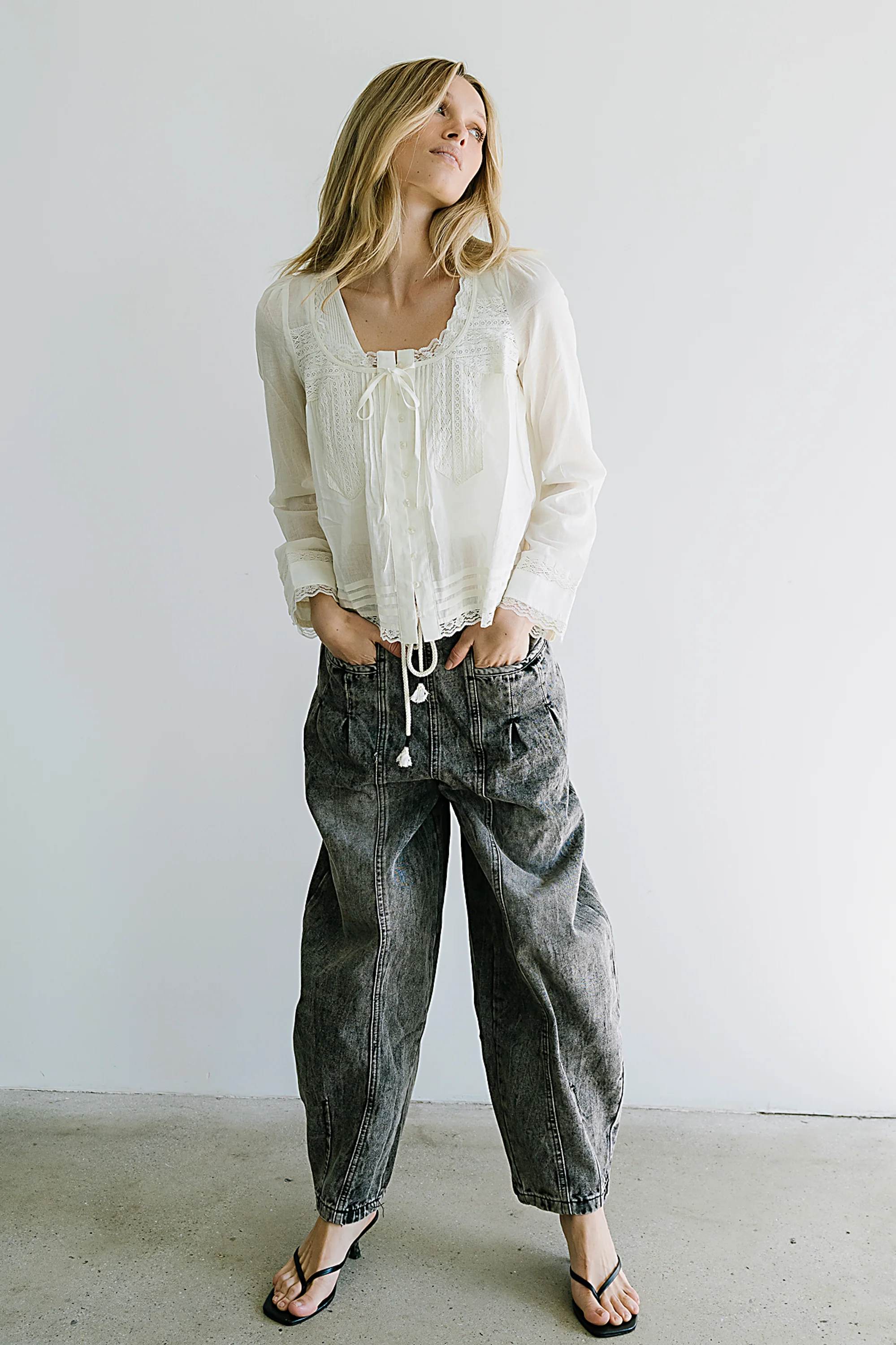 Taylor Sheer Blouse in Ivory - FINAL SALE - Image 5