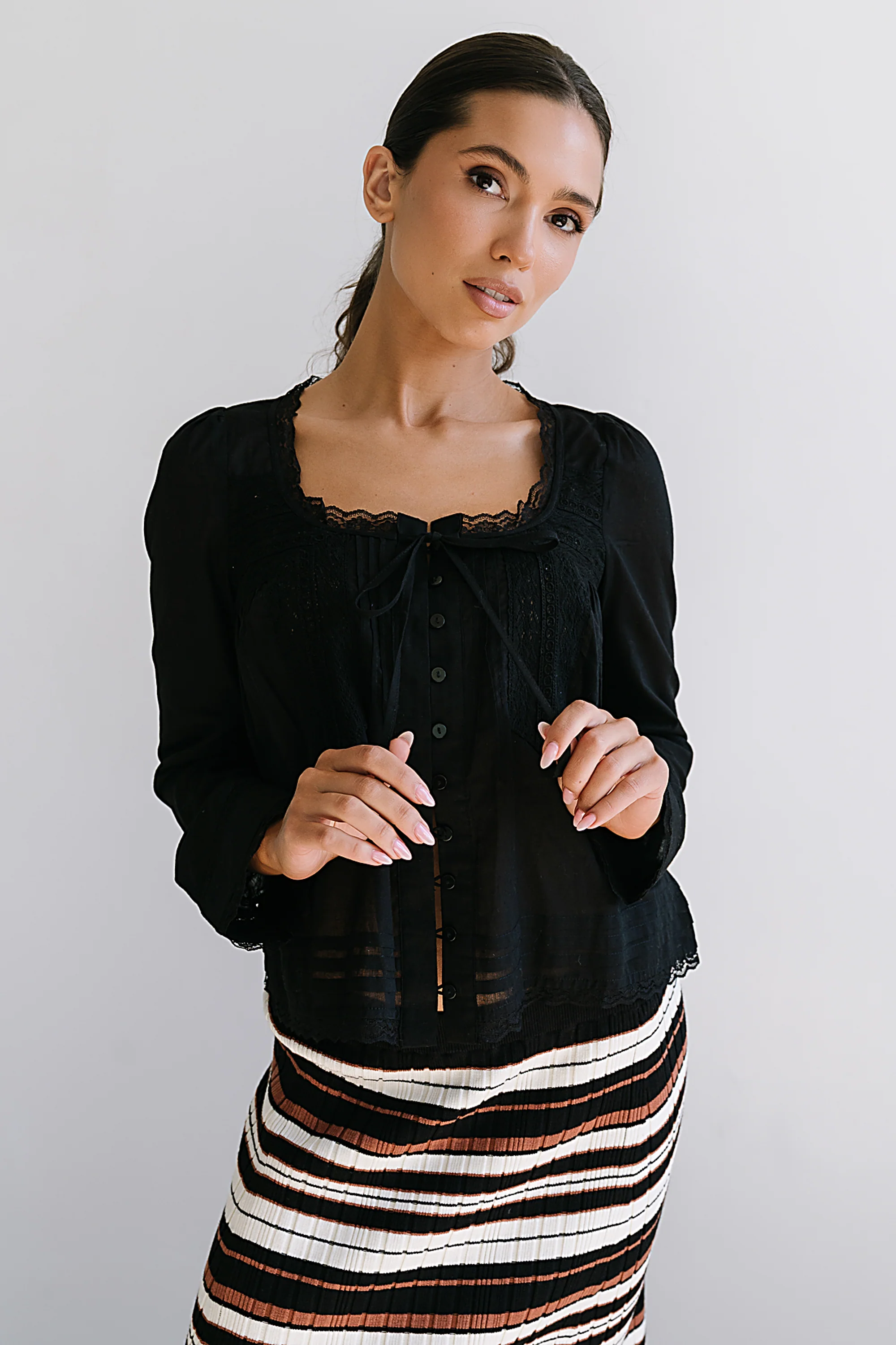 Taylor Sheer Blouse in Black - FINAL SALE