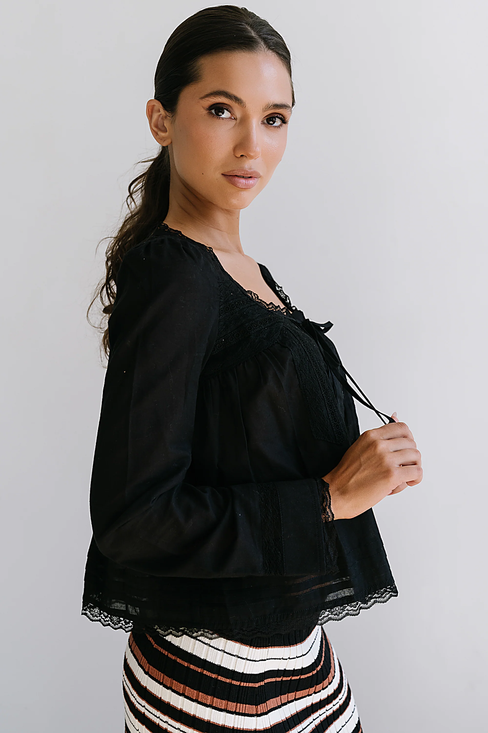 Taylor Sheer Blouse in Black - FINAL SALE - Image 6