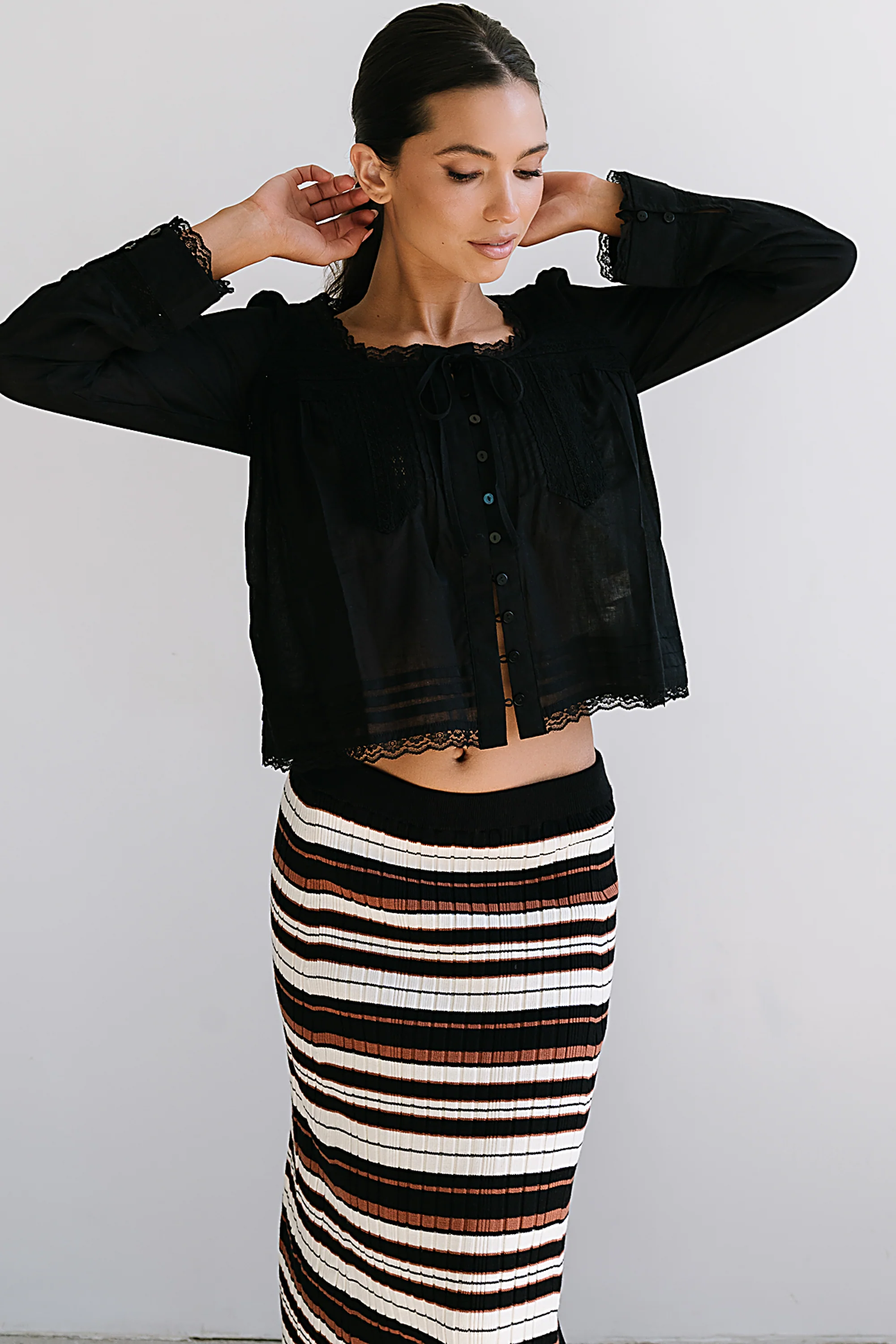 Taylor Sheer Blouse in Black - FINAL SALE - Image 8
