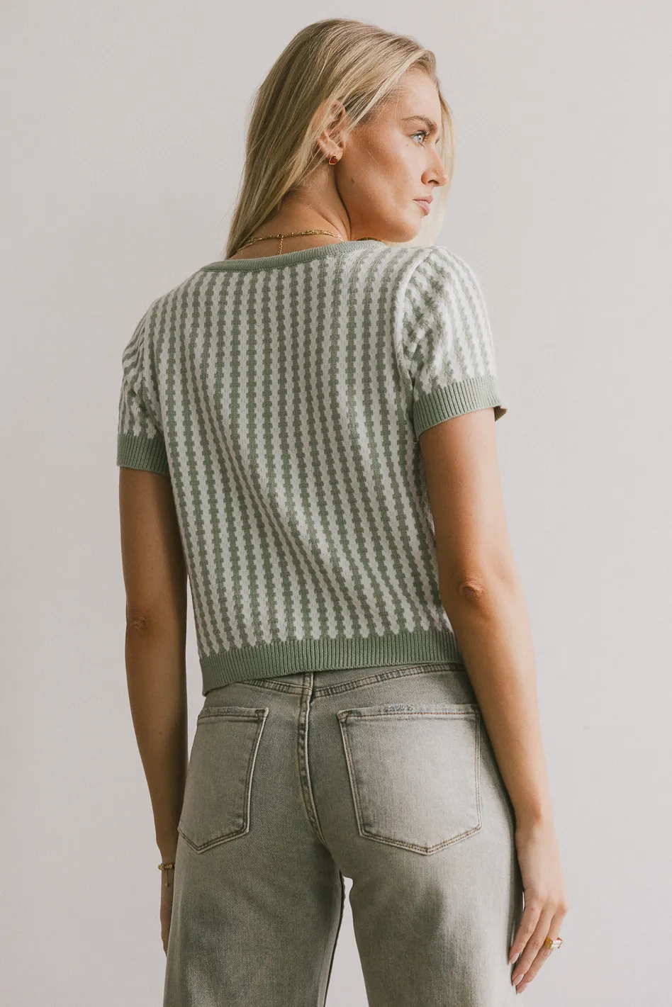 Teddy Tie Front Cardigan in Sage - FINAL SALE - Image 3