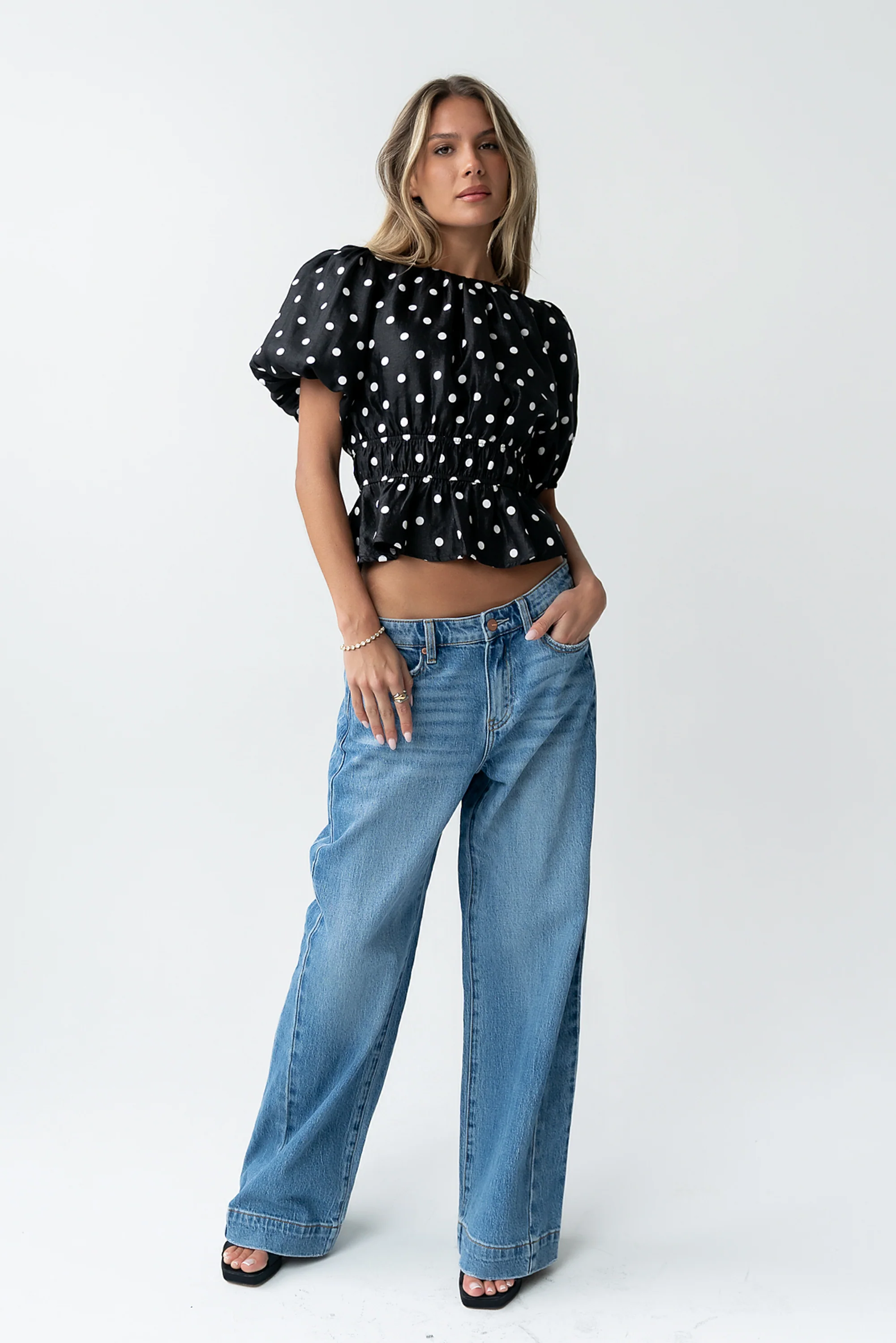 Terri Polka Dot Peplum Top - FINAL SALE - Image 2