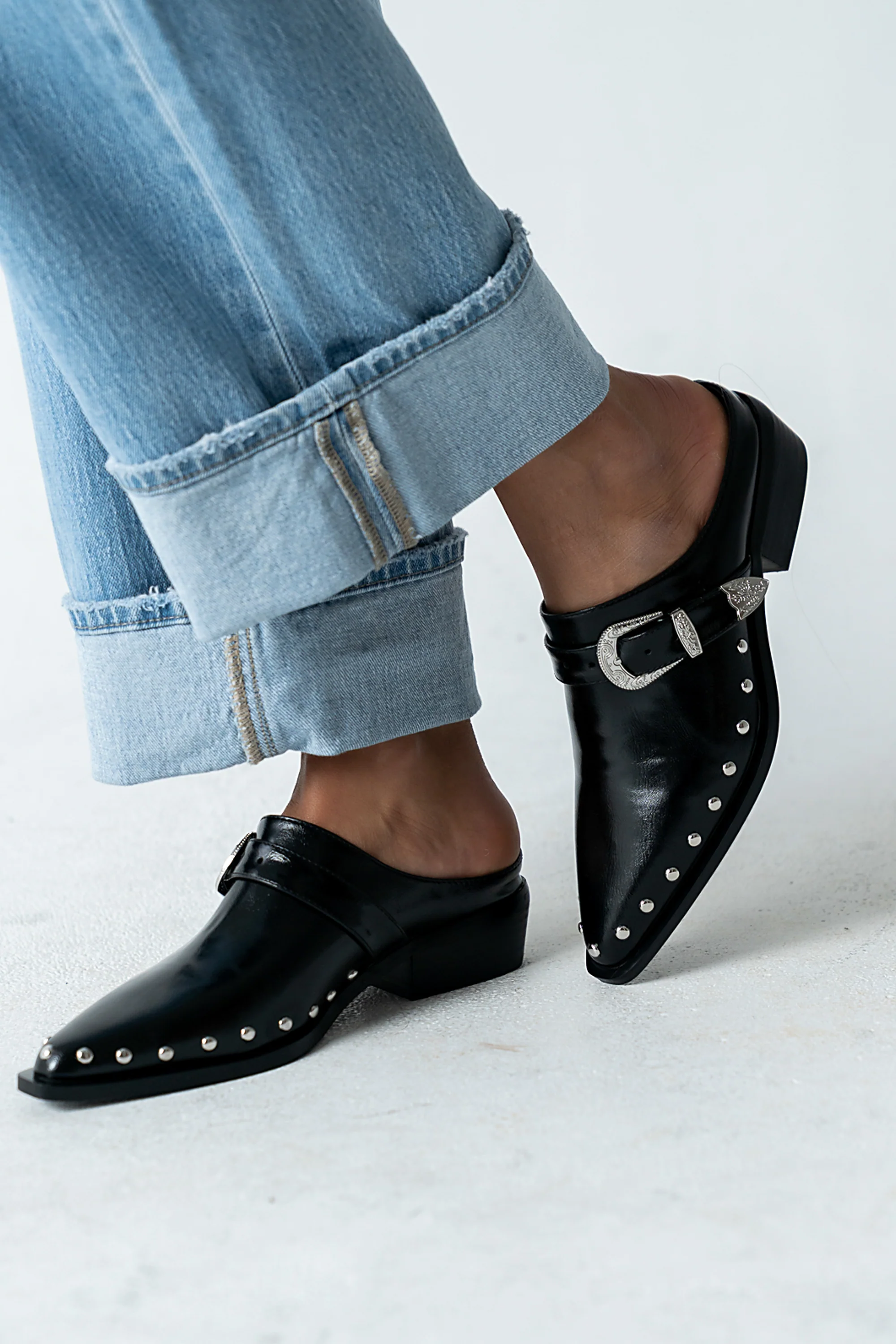 Tessa Western Mule in Black - Image 2