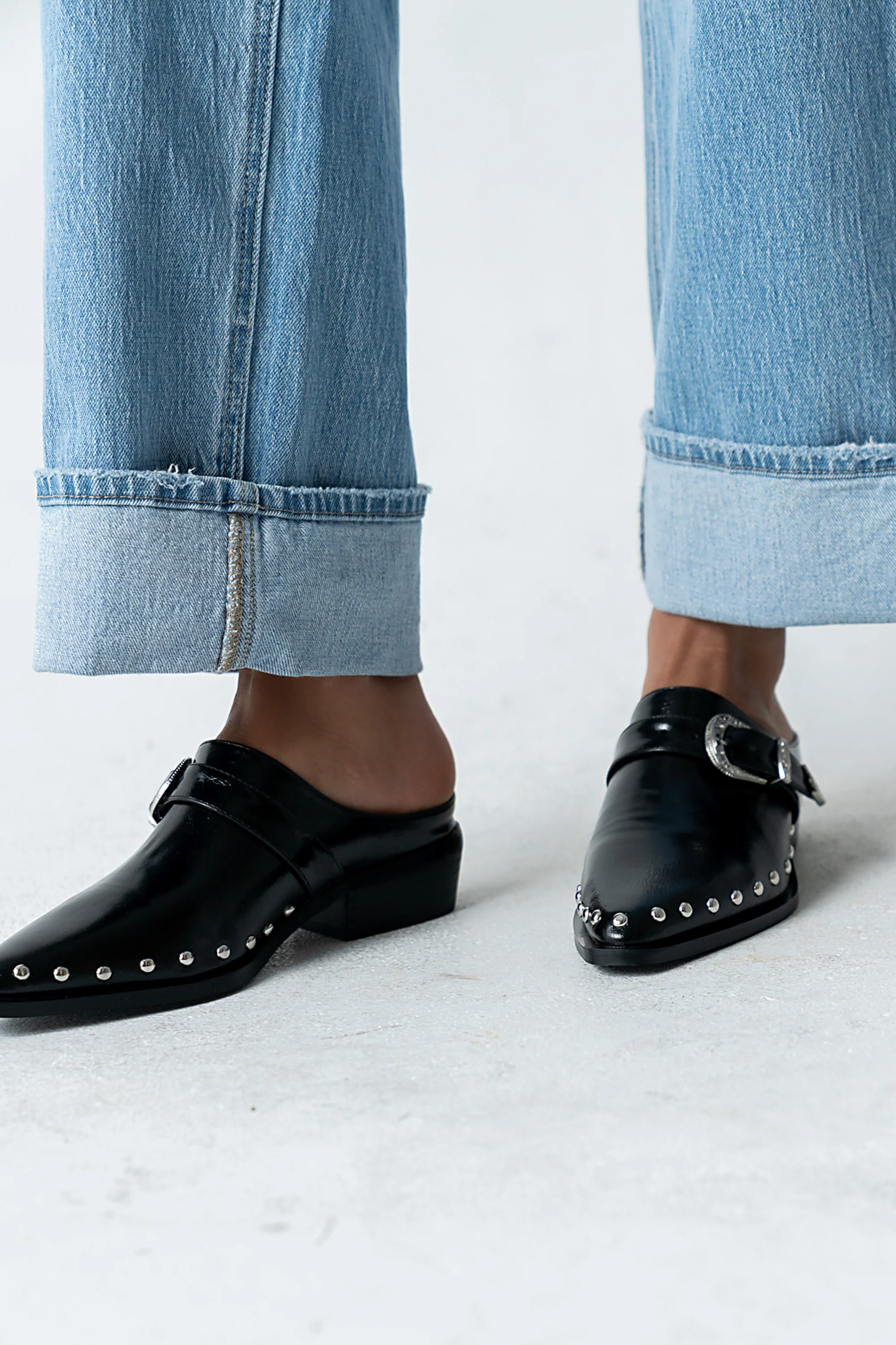 Tessa Western Mule in Black - Image 3