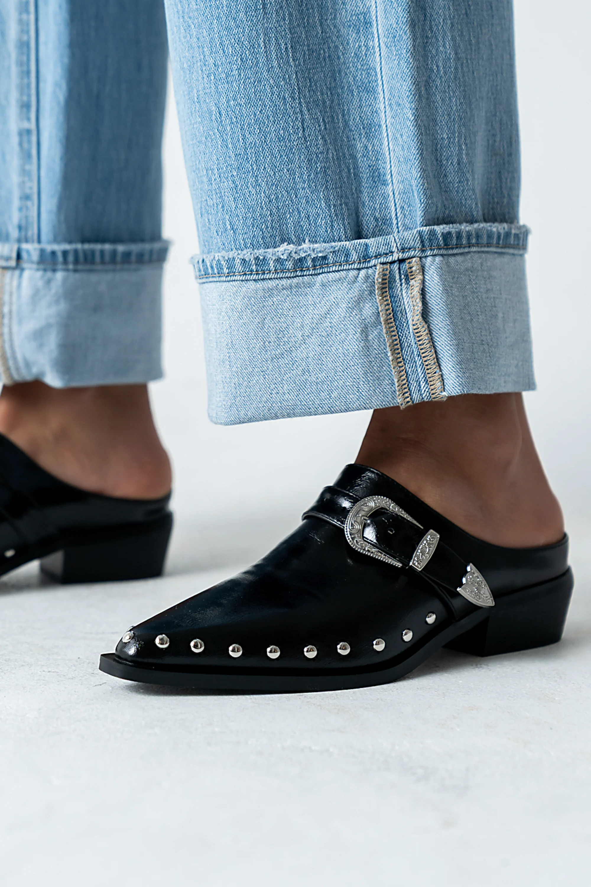 Tessa Western Mule in Black - Image 4
