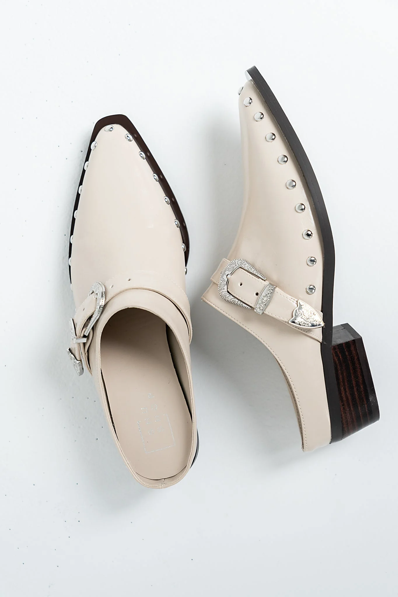 Tessa Western Mule in Bone - Image 2