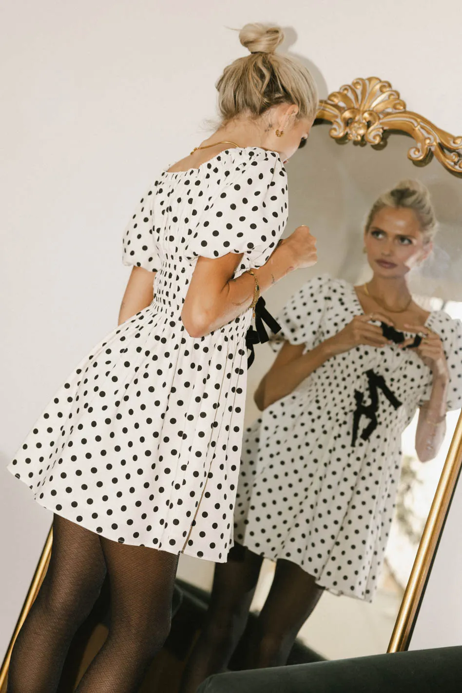The Velveteen Bow Mini Dress - FINAL SALE - Image 4