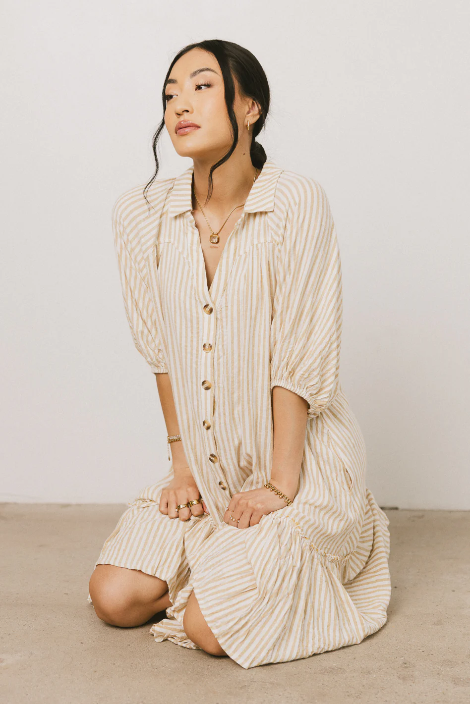 Theo Striped Midi Dress in Mustard - FINAL SALE - Image 6