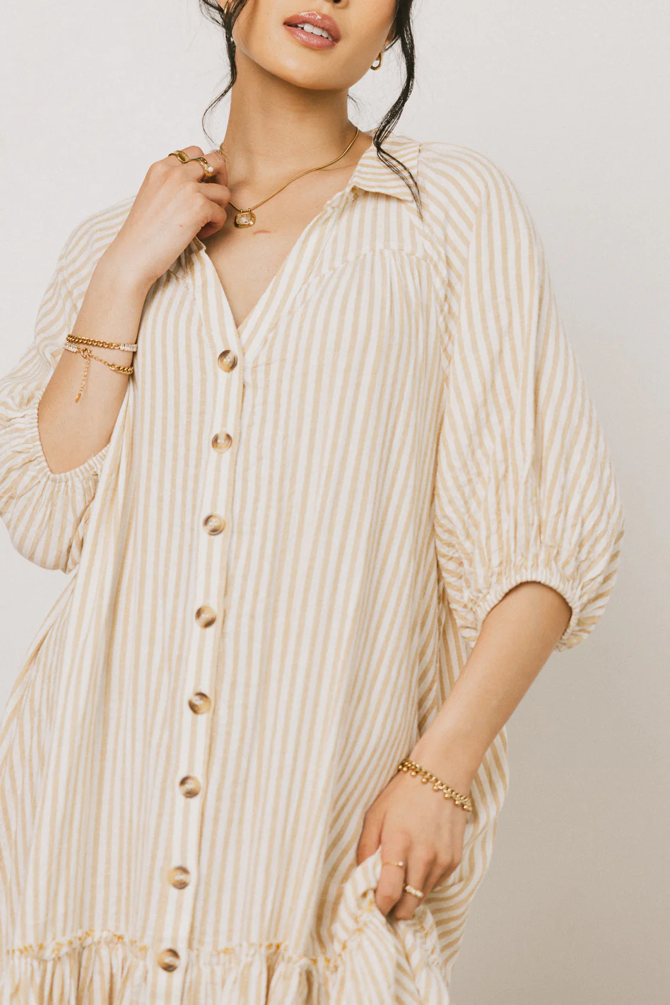 Theo Striped Midi Dress in Mustard - FINAL SALE - Image 8