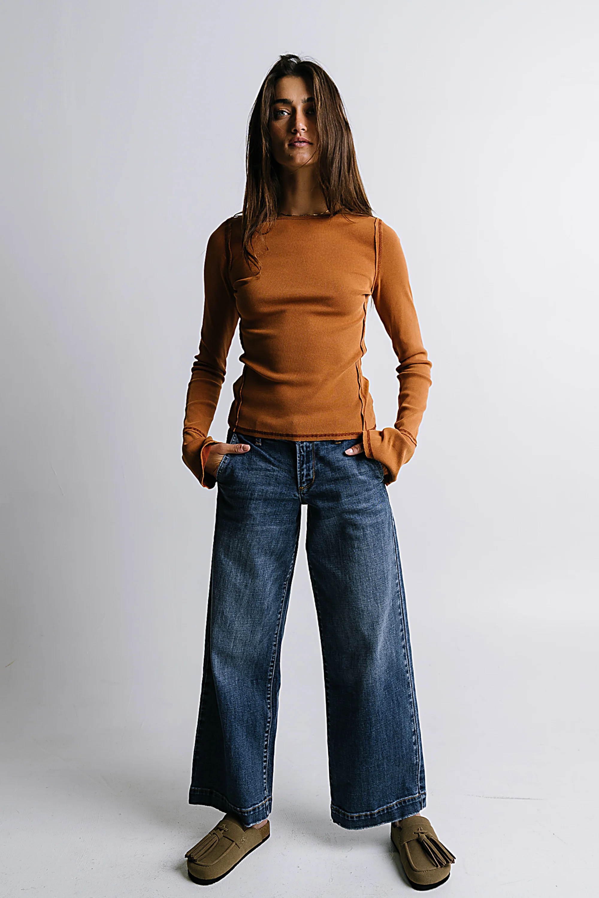 Toby Ribbed Top in Rust - FINAL SALE - Image 2