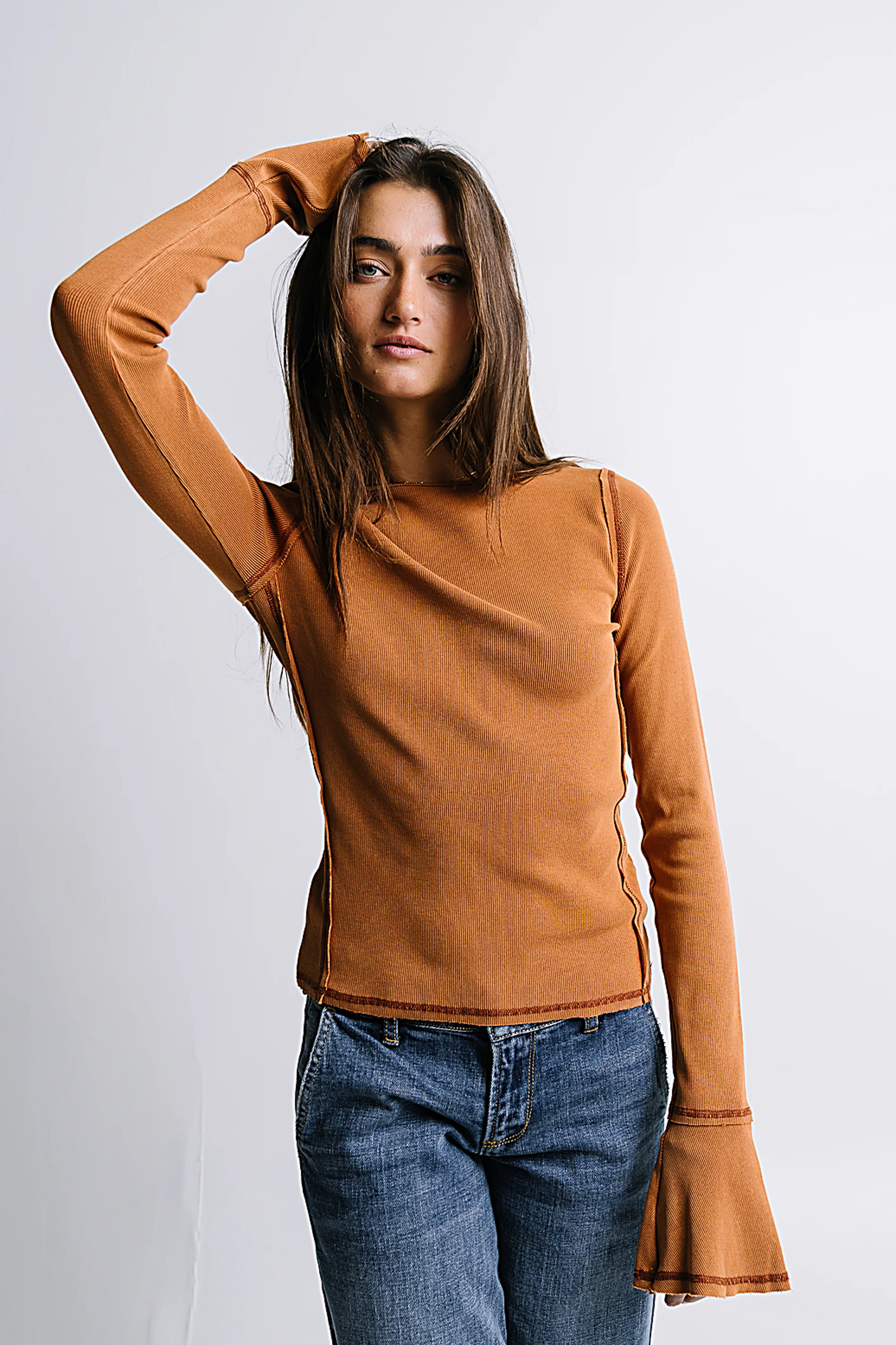 Toby Ribbed Top in Rust - FINAL SALE - Image 4
