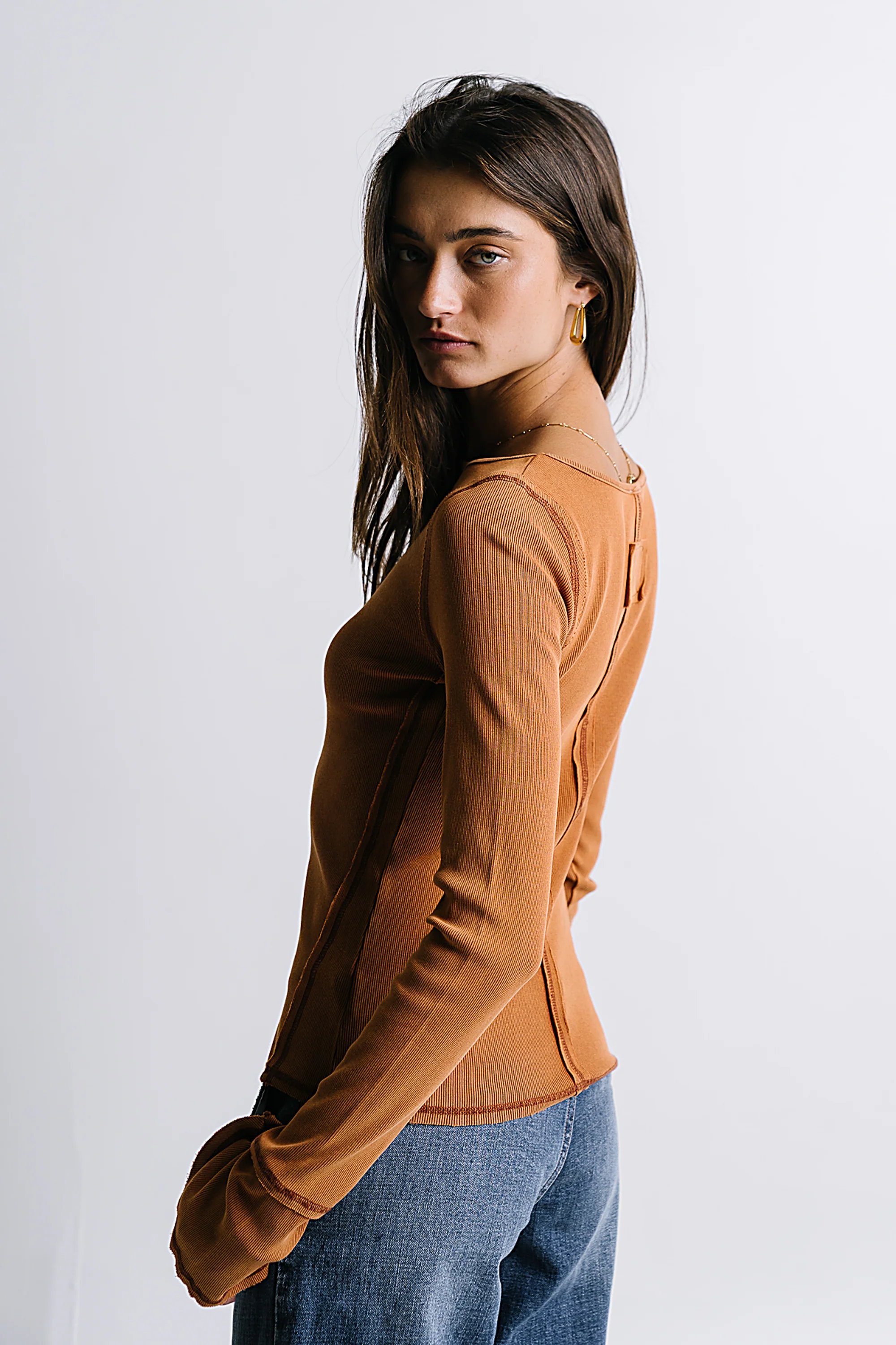 Toby Ribbed Top in Rust - FINAL SALE - Image 8