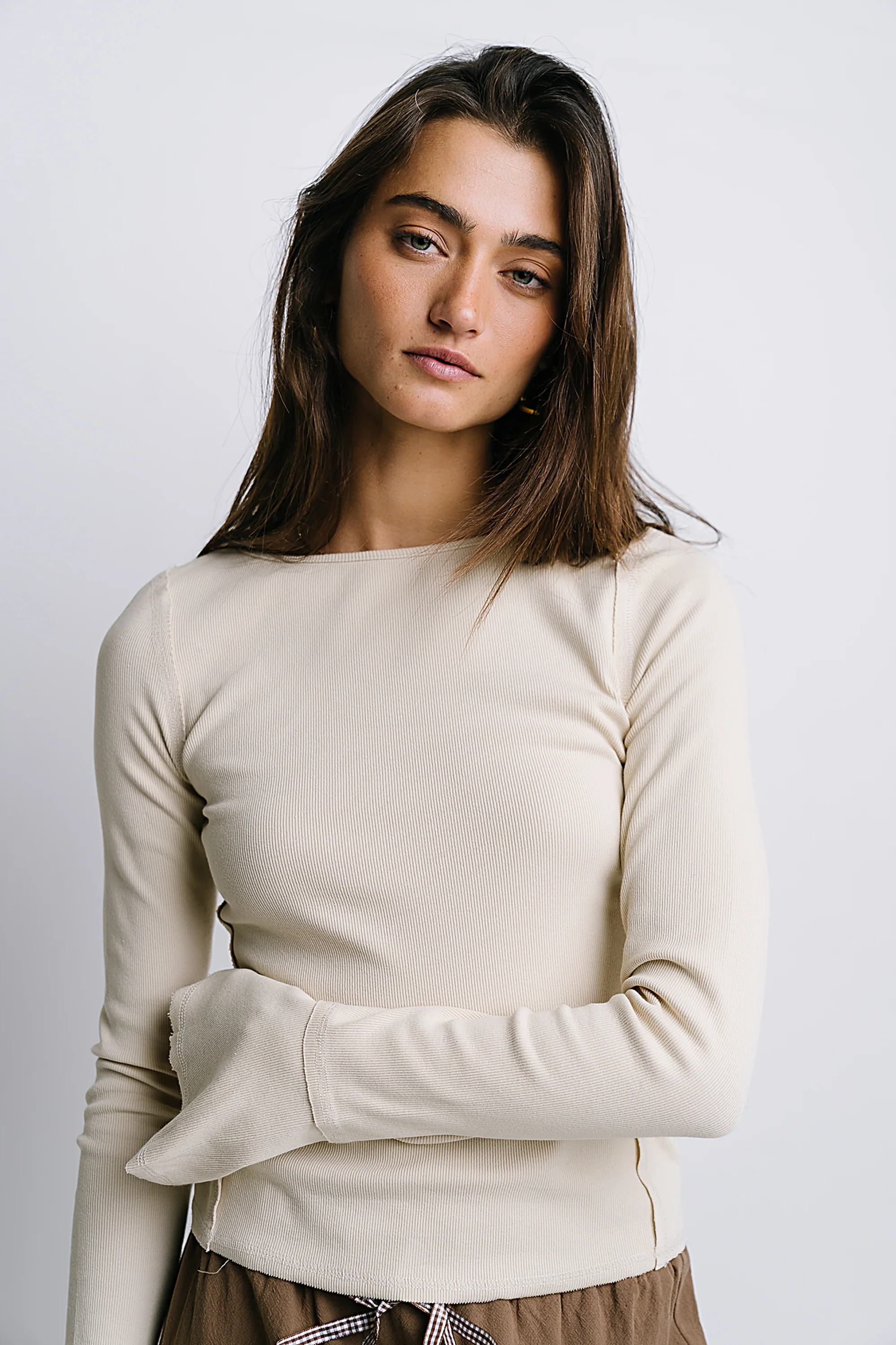 Toby Ribbed Top in Bone - FINAL SALE