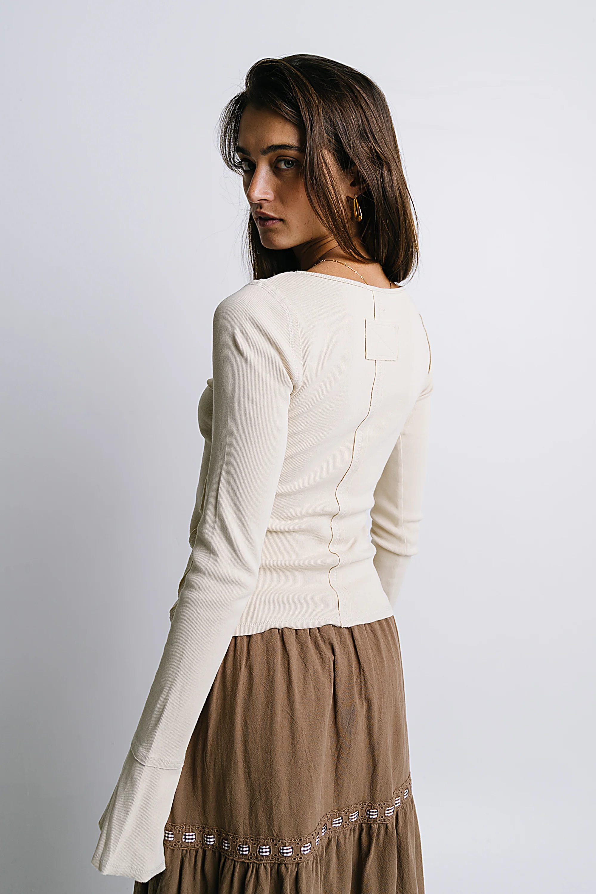 Toby Ribbed Top in Bone - FINAL SALE - Image 2