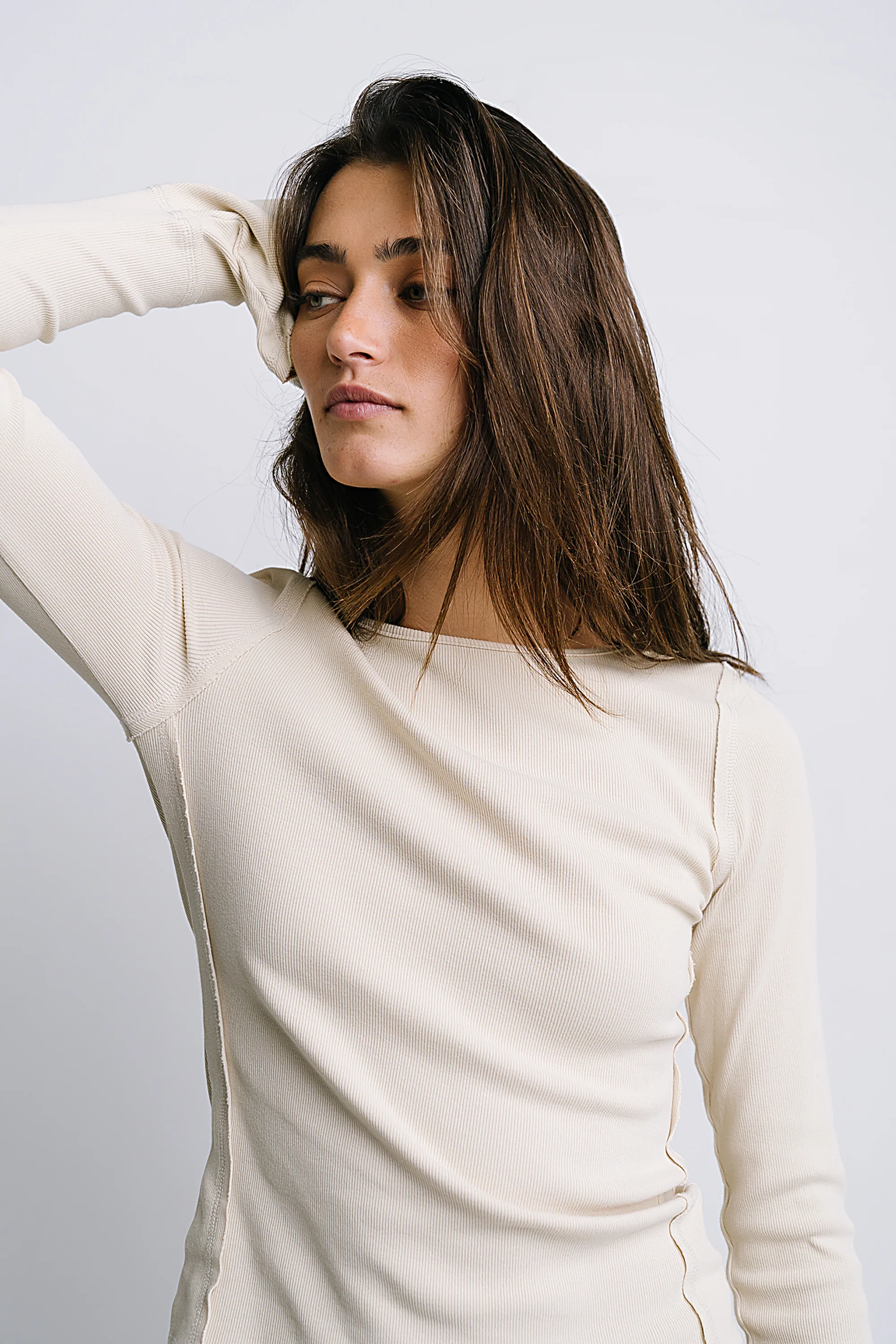 Toby Ribbed Top in Bone - FINAL SALE - Image 3