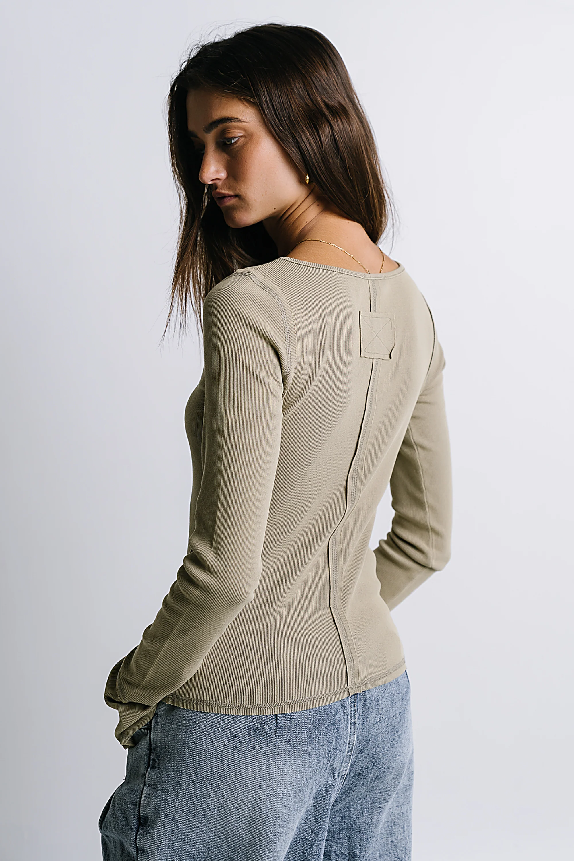 Toby Ribbed Top in Olive - FINAL SALE - Image 2